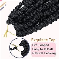 Vista 4 de 8 paquetes de extensiones de cabello sintético pretrenzado y prerrizado de ganchillo de 14 pulgadas, con rizos de pasión, para mujeres negras