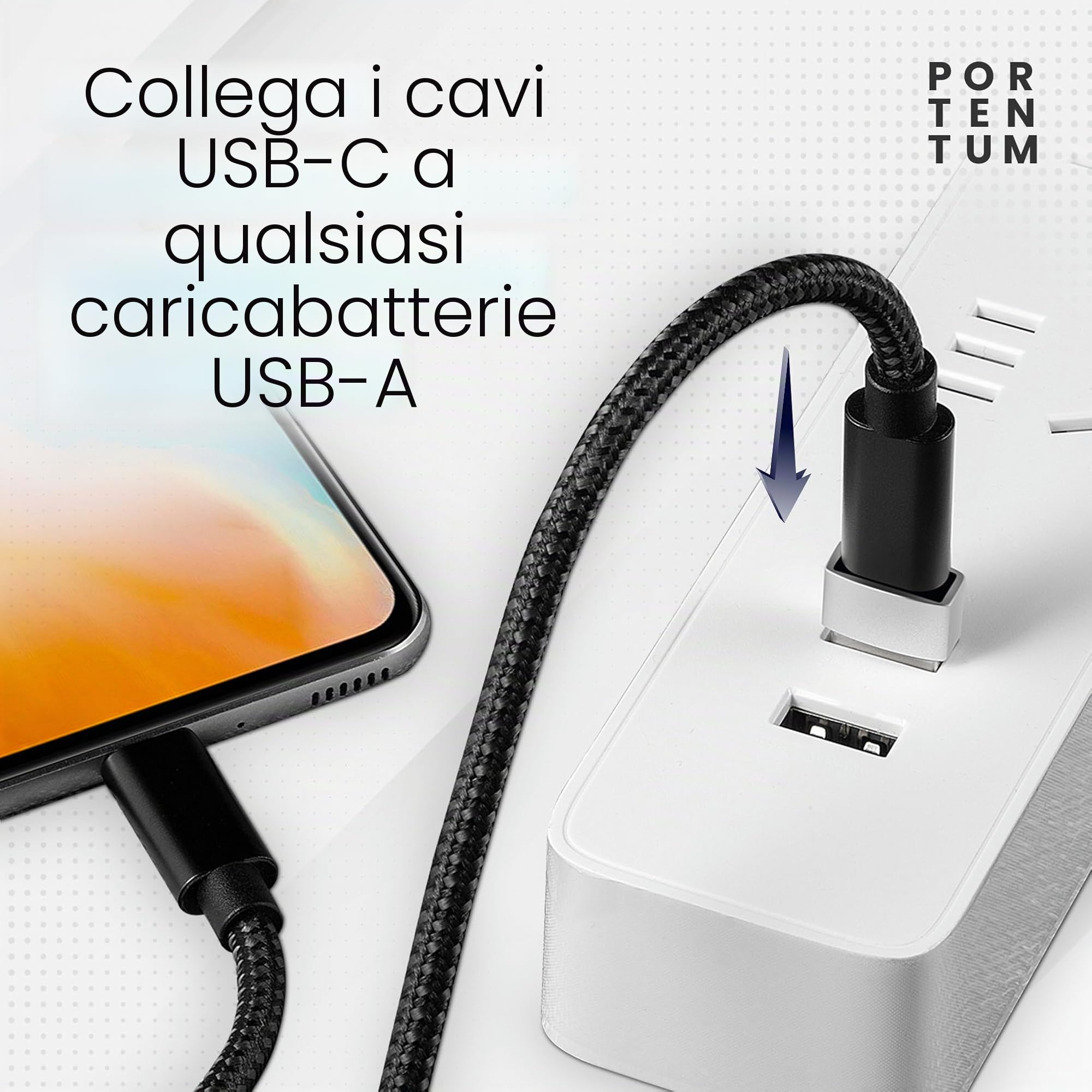 PORTENTUM Adattatore USB C Femmina a USB A Maschio 2.0 480 MB Zinco