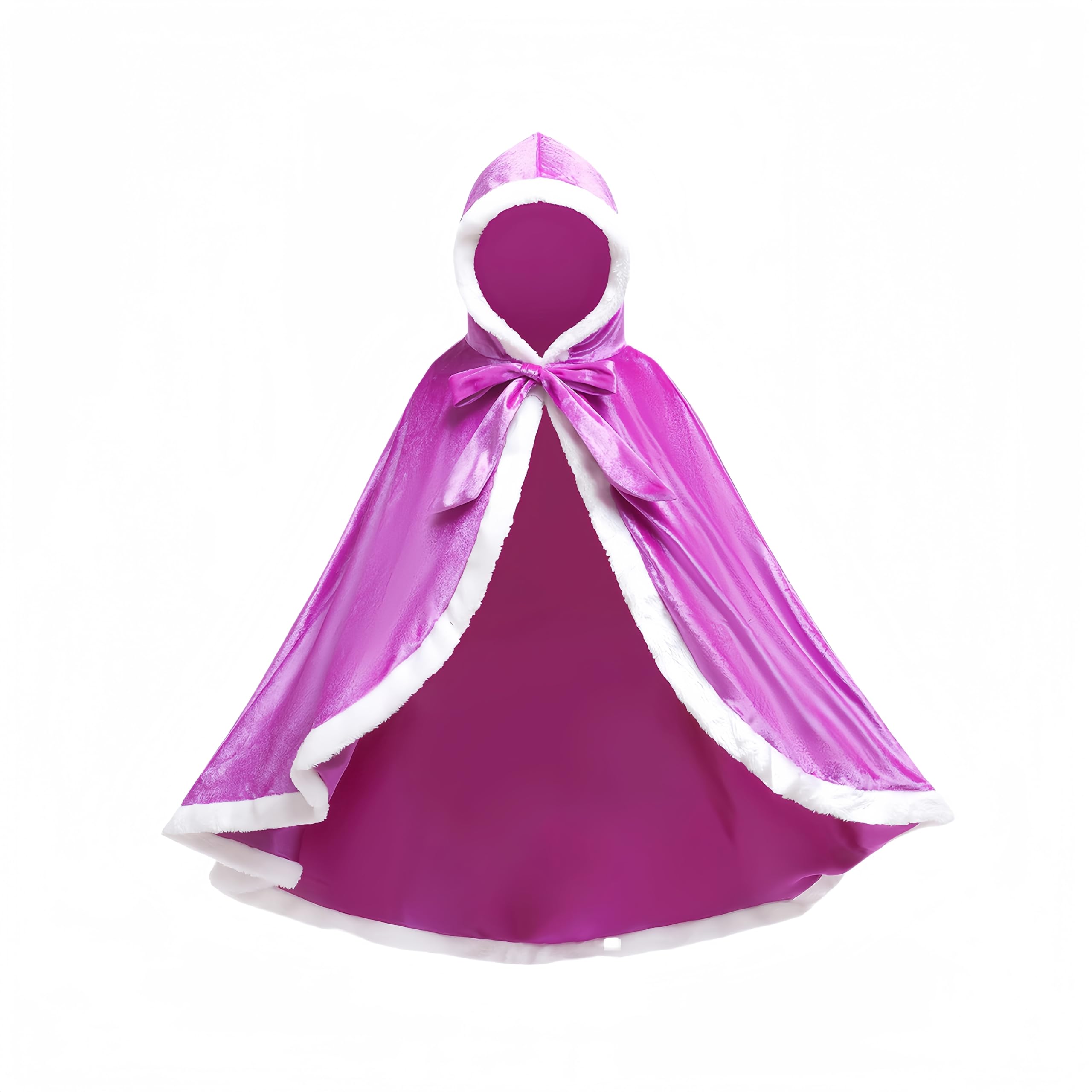 Proumhang Hooded Cloak Cape Mid Length Princess Cloak Velvet Girls Halloween Carnival Christmas Masquerade Costume Purple 4-5 years old