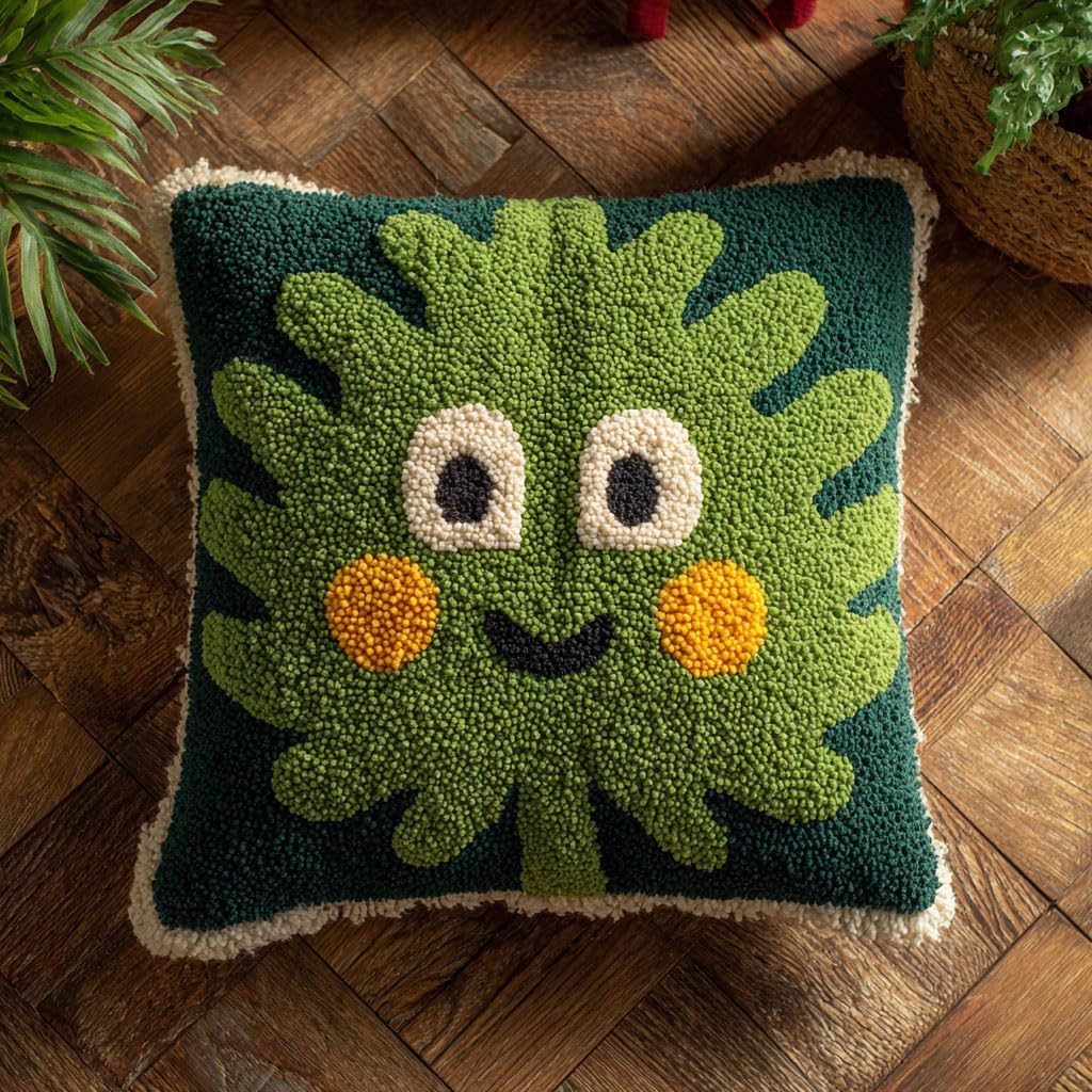 AMBATTERY Latch Hook Kits Pillow Beer Mug Handmade Pillowcase DIY Embroidery Pillowcase Rug Cover Stitching Latch Hook Pillow Kit 43x43cm