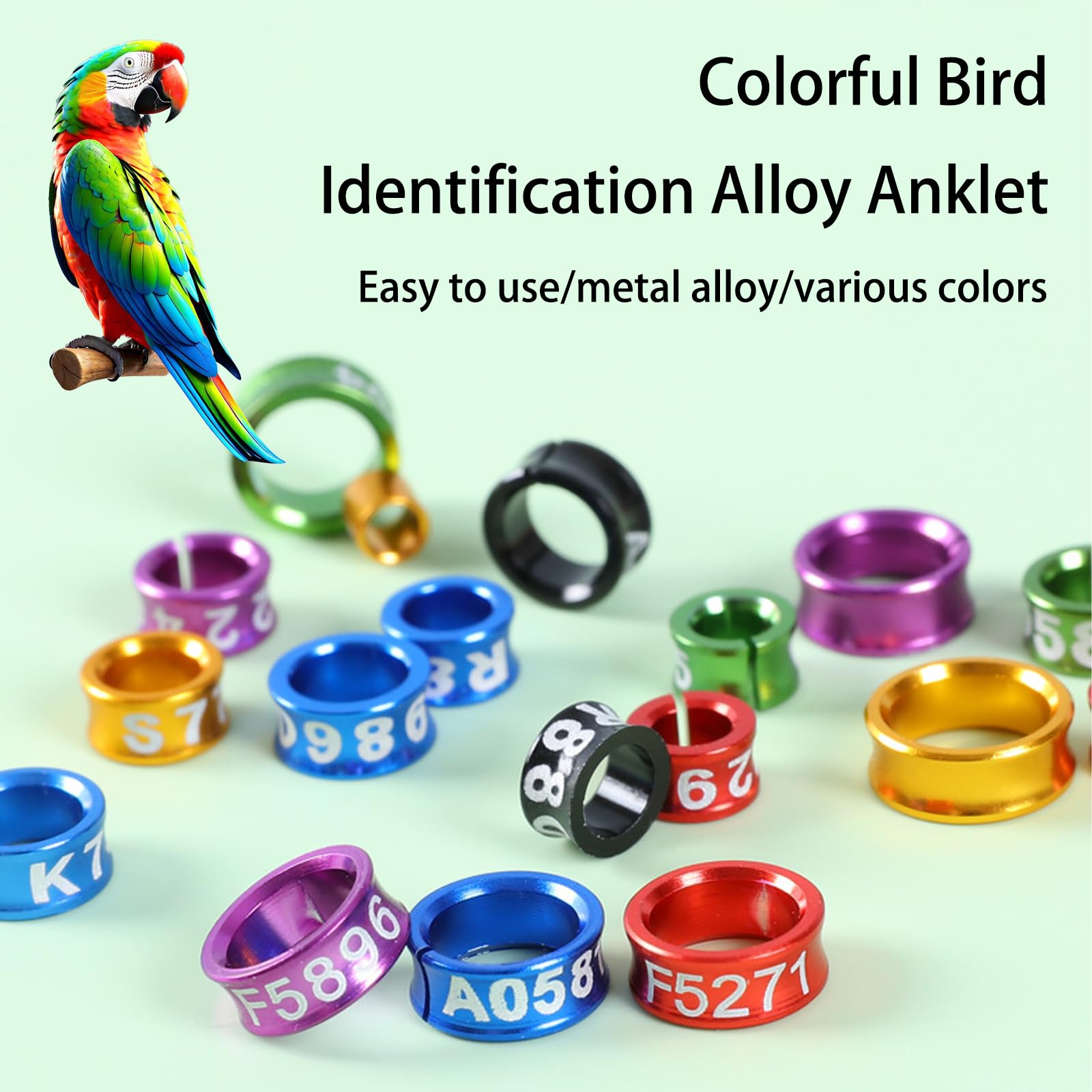 Anillas de aluminio para patas de aves, Anillos abiertos de aleación aluminio for patas pájaro, multicolores, numerados, 4 a 8 mm, 10/50/100 piezas(Open-100pcs,4.5mm)