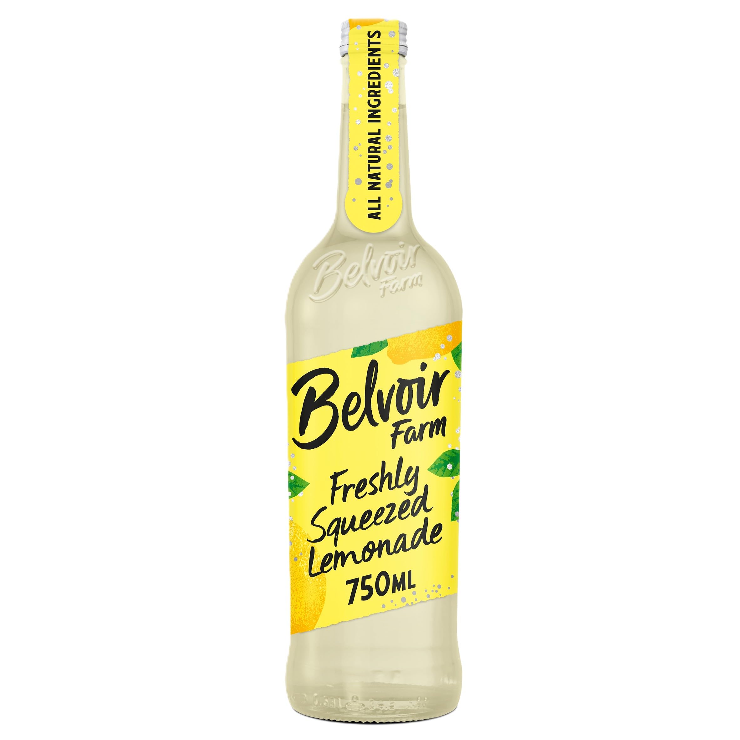 Belvoir Farm Freshly Squeezed Lemonade - Real Pressed Lemons & Lightly Bubbling Spring Water | Flowery Fresh Taste | 100% Natural Ingredients | Suitable for Vegetarians - 6 x 750ml Bottles