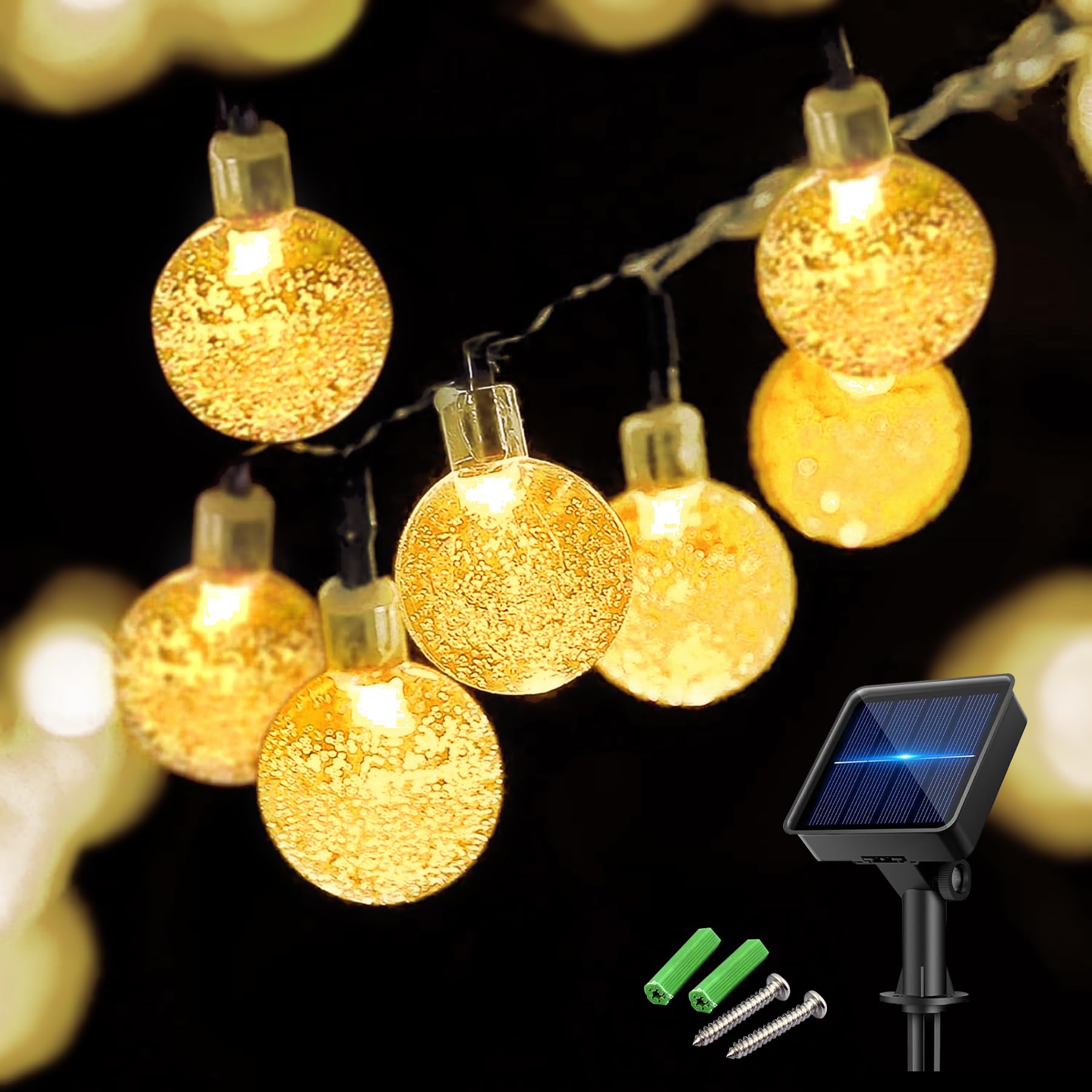 Knayis Warm White Solar String Lights Outdoor Garden,8 Modes 30Led 5M/16Ft Garden Lights Solar Powered, Fairy Lights Waterproof For Garden Patio Gazebo Yard Parties Wedding Christmas Decorations(Warm White)