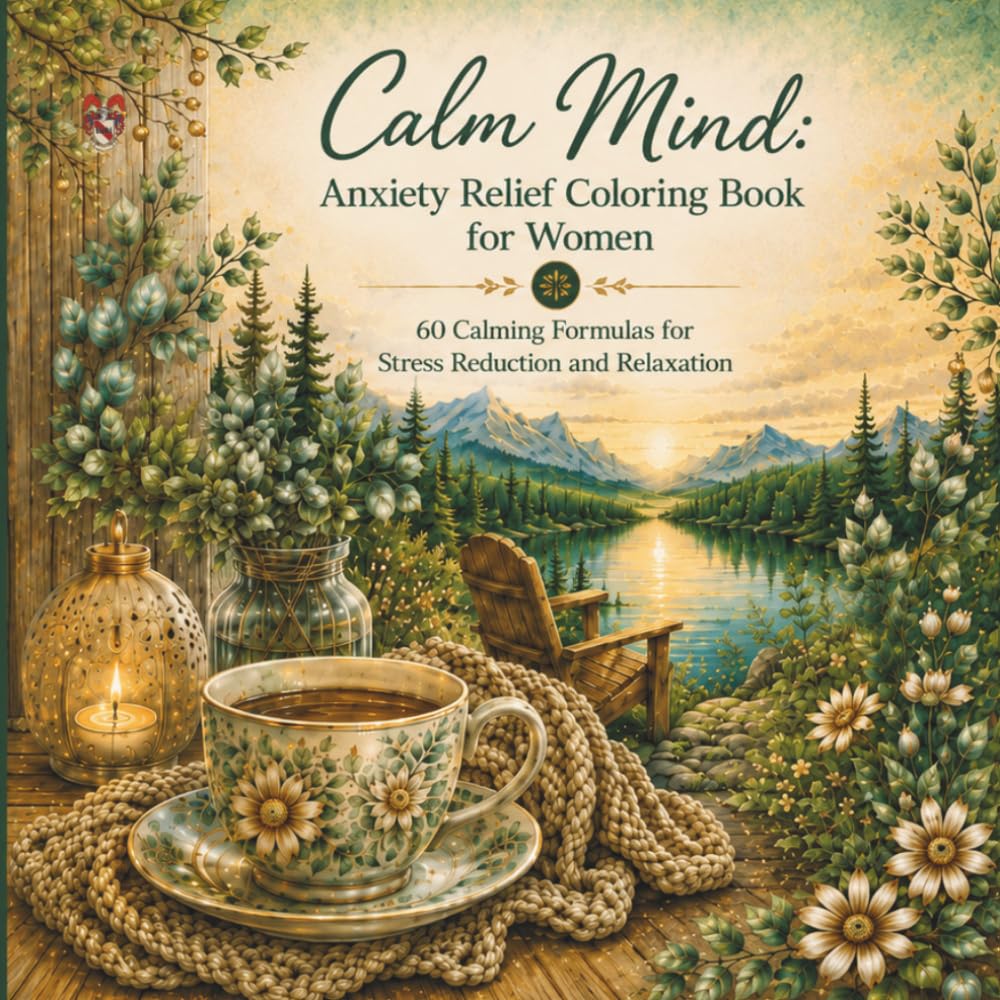 Calm Mind: Anxiety Relief Coloring Book for Women: 60 Calming Formulas for Stress Reduction and Relaxation