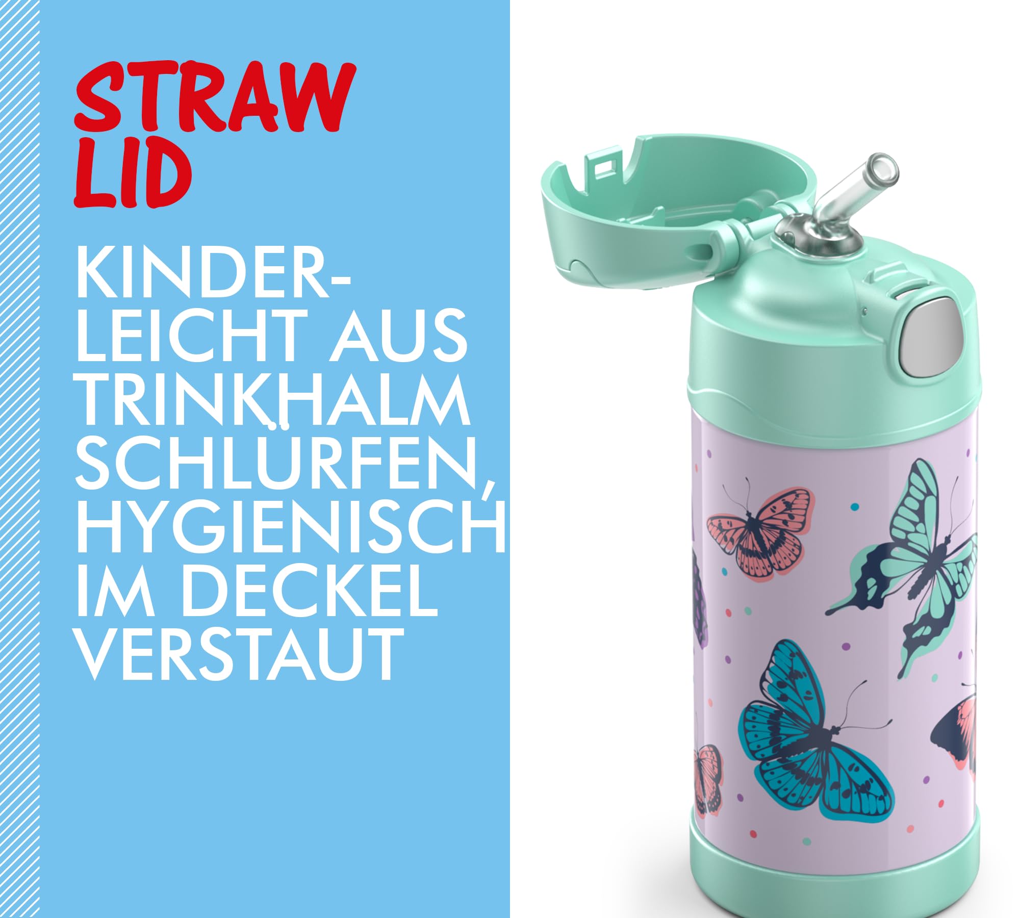 Thermos Funtainer Straw Bottle Butterflies 0.35L, 350 ml - Image 3
