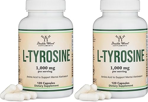 Miniatura 6 de L-tirosina 1,000 mg por porción, 120 cápsulas vegetales (suplemento de tirosina L para memoria, atención y enfoque), aminoácido, seguro para