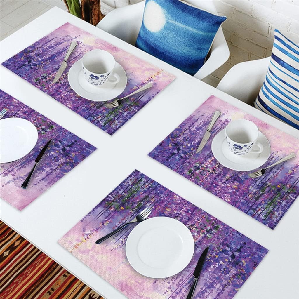 4/6 Pieces Set Table Mats Oil Painting Artistic Concept Table Napkins Kitchen Accessories Home Party Decoration Placemats/441 (Color: A Size: 6 PCS)