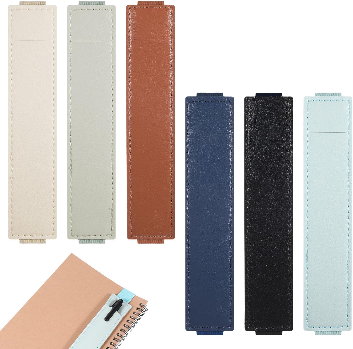 6 Pcs Elastic Pen Holder for Notebook, Adjustable Pen Sleeve Pouch with Elastic Band for Journal Planner Notebook,6 Colors