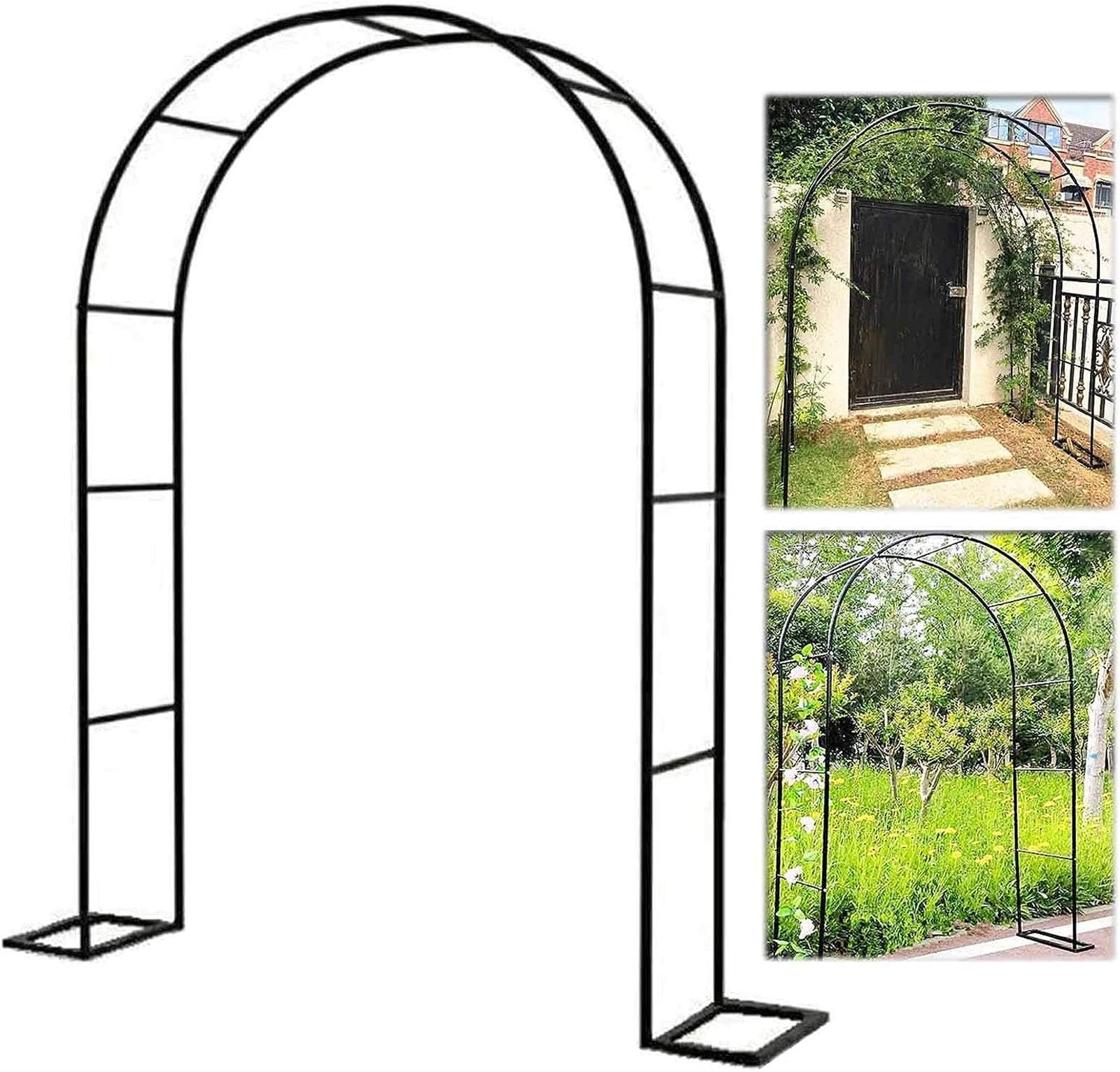 Arche de jardin en métal noir modulable de 1,2 à 3,5 m de large pour rosiers