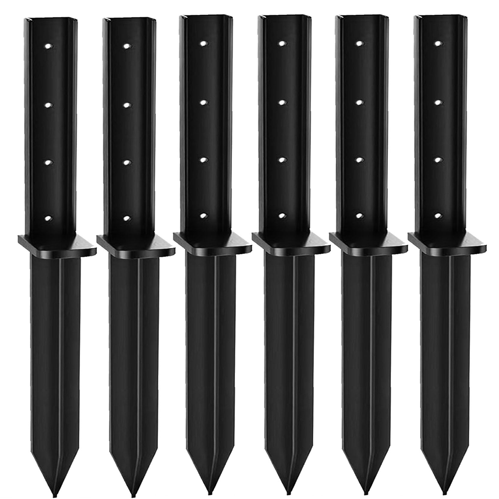 GOUZIBHD 6-PCS Fence Post Repair Fence Post Repair Kit Heavy Duty Fence Post Anchorthickened Fence Post Repair Kit Ground Stakes for Repair Tilted Broken Wood Posts Support(Size:80x12x5cm,Color:6C)