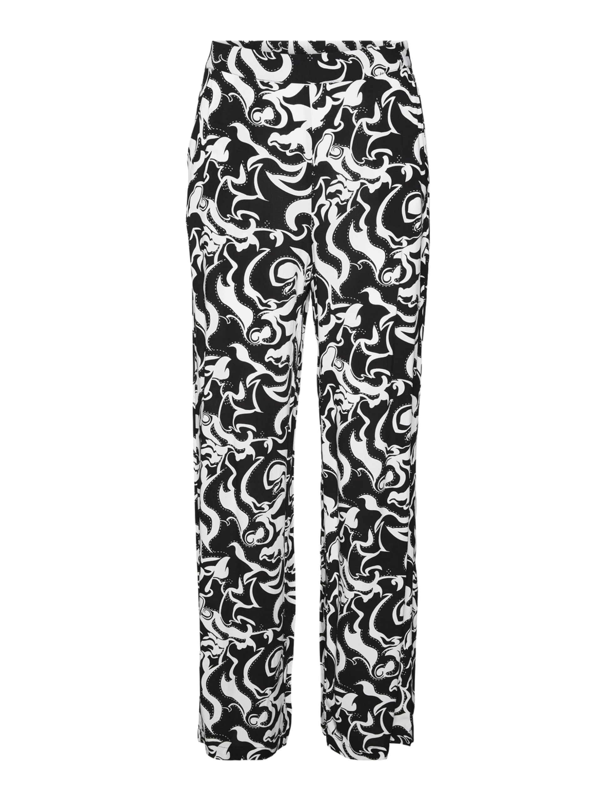 VERO MODA Vmeasy Joy Hw Wide Pants WVN Ga, Snow White/AOP: Black Graphical, M