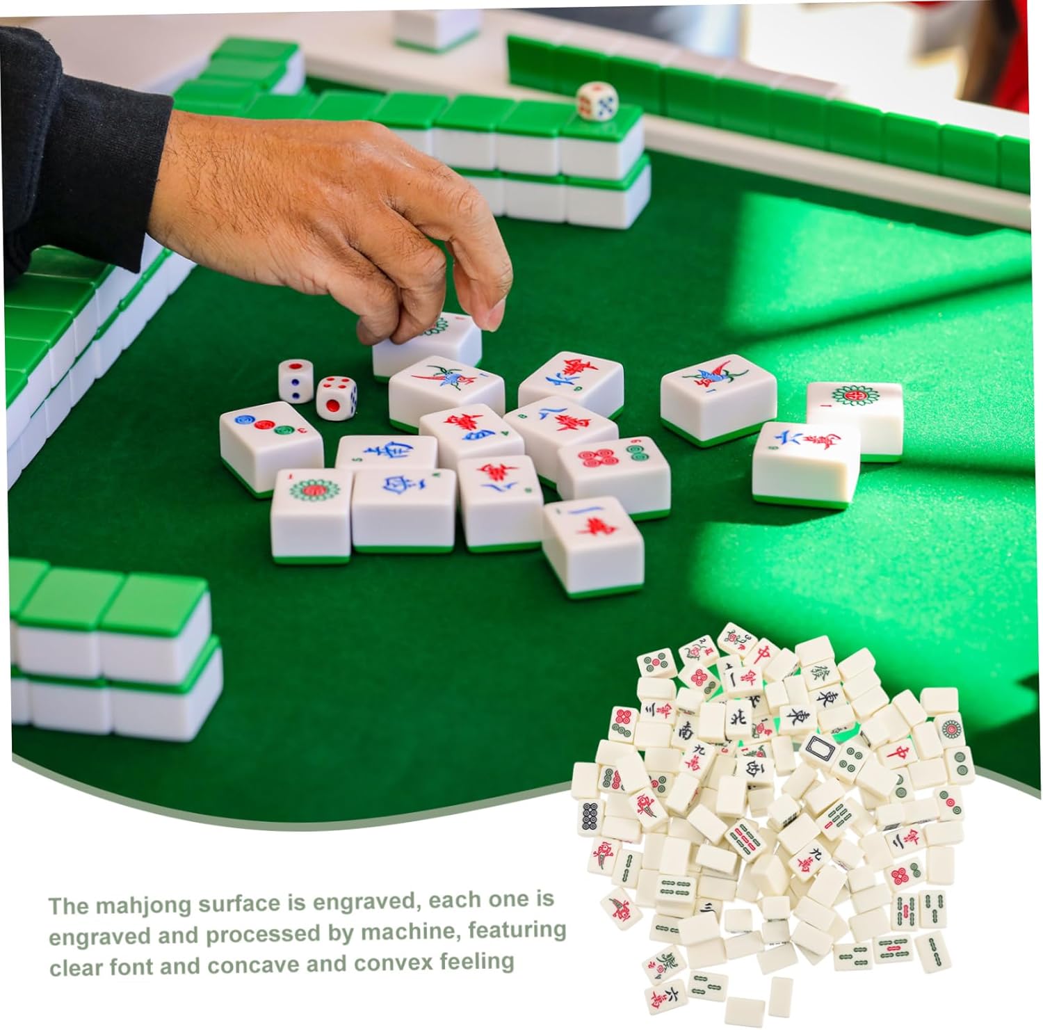 BESPORTBLE Mini Mahjong Set Portable Travel Mahjong Kit with Tiles Complete Accessories for Fun Game for Family and Friends Gatherings