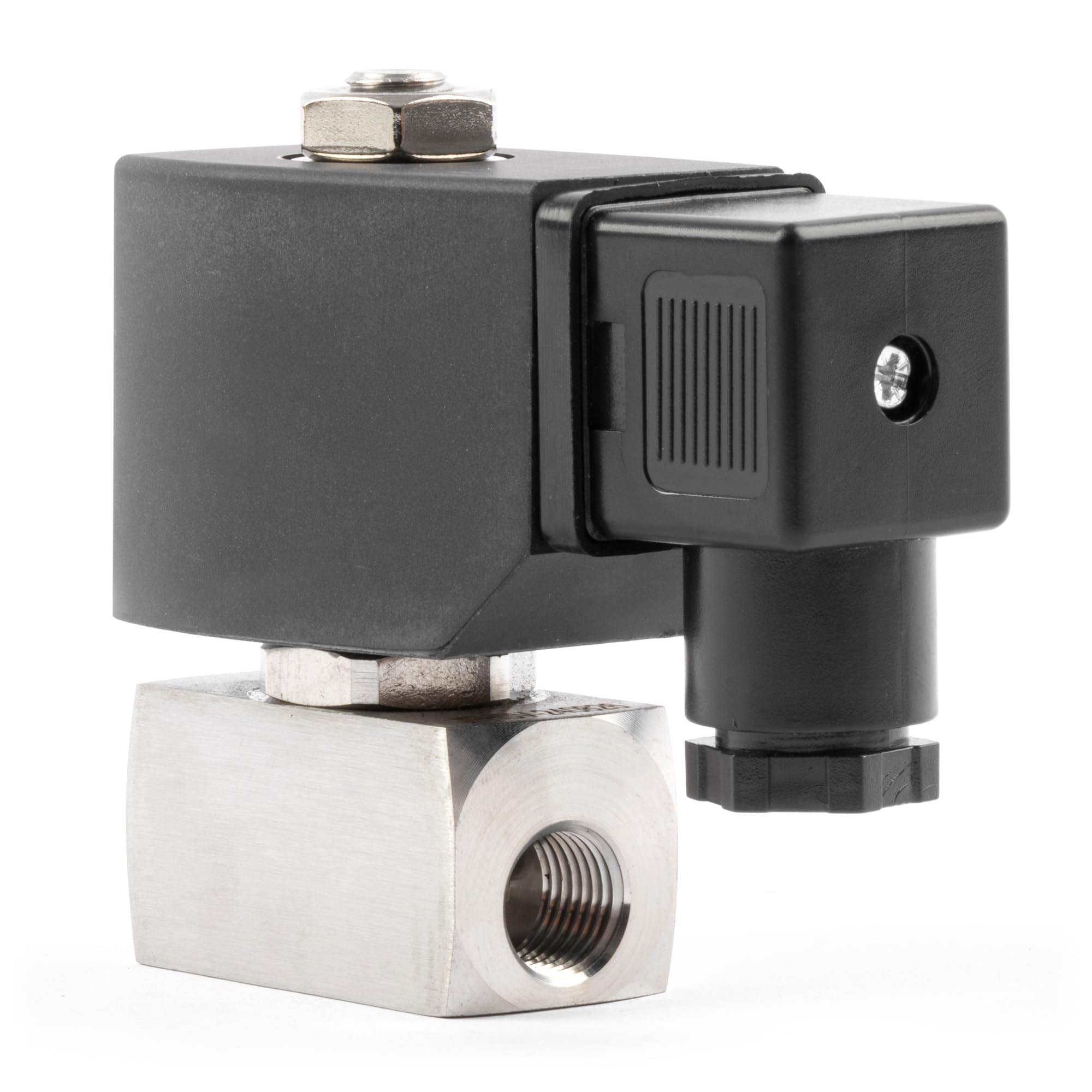 U.S. Solid Elettrovalvola alta pressione 1/4" in acciaio inox – 24 V DC, 60 bar, da -30°C a 180°C, resistente alta temperatura