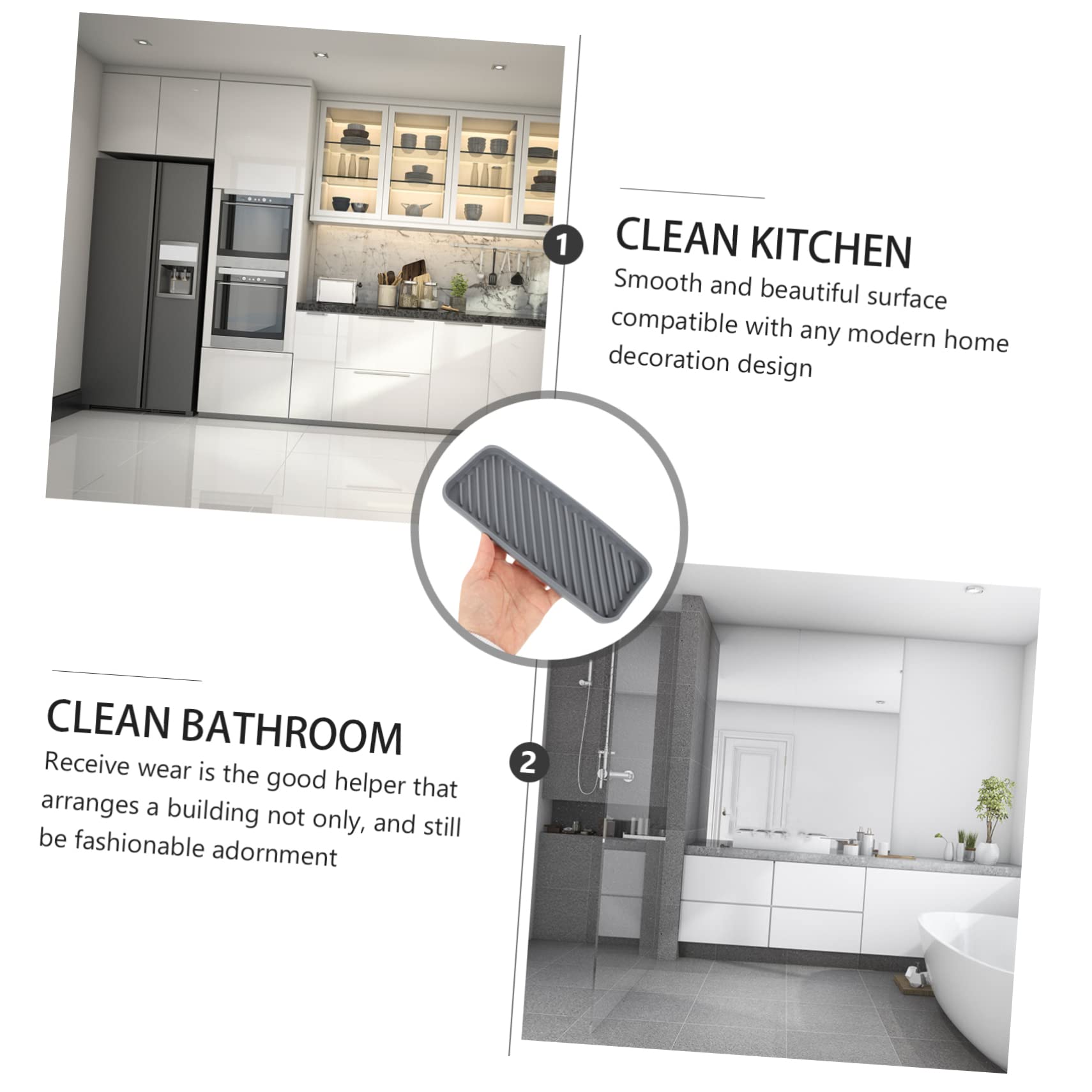 PRETYZOOM Silicone Bathroom Vanity Tray Organizer for Perfumes Cosmetics and More Deep Drying Pad for Countertop Wash Basin and Vanity Use