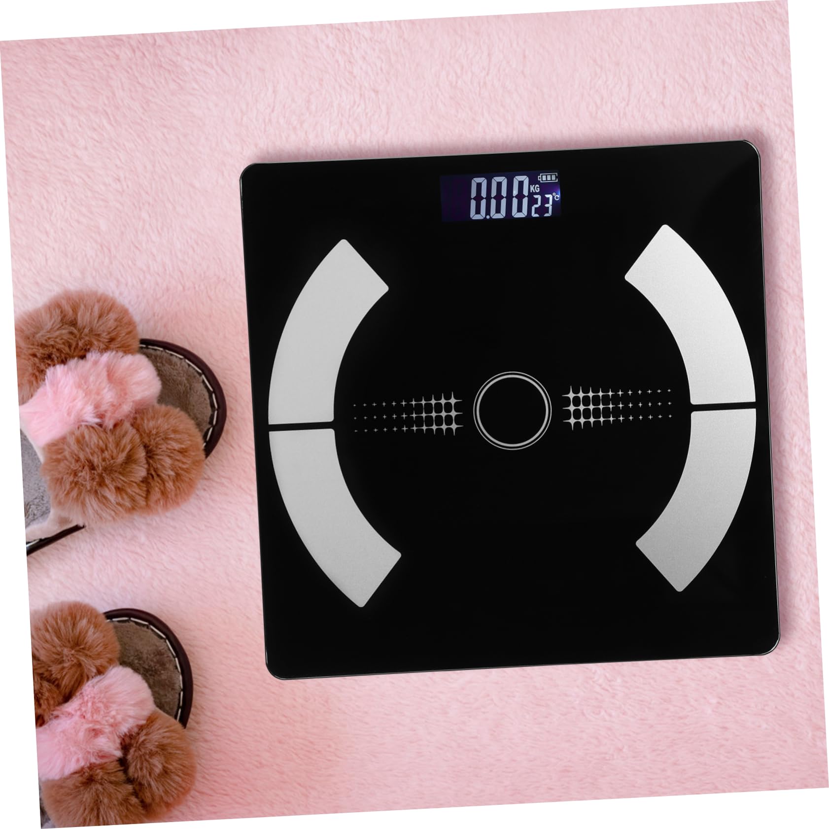 Báscula Digital para Peso y Grasa Corporal Negra de Vidrio | Carga Usb, Pantalla Digital de Lectura Clara, Uso Doméstico para Control de Salud y Fitness