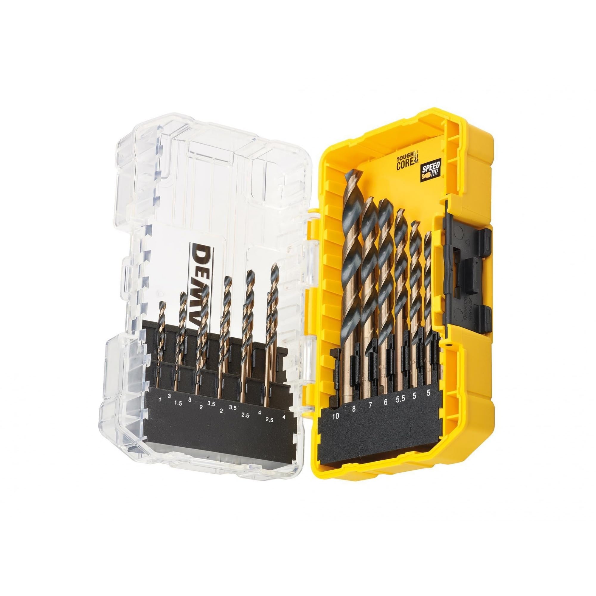 DEWALT DT70728-QZ - Juego de brocas para metal (19 piezas), Acero, Núcleo central cónico, Vástago Antideslizante