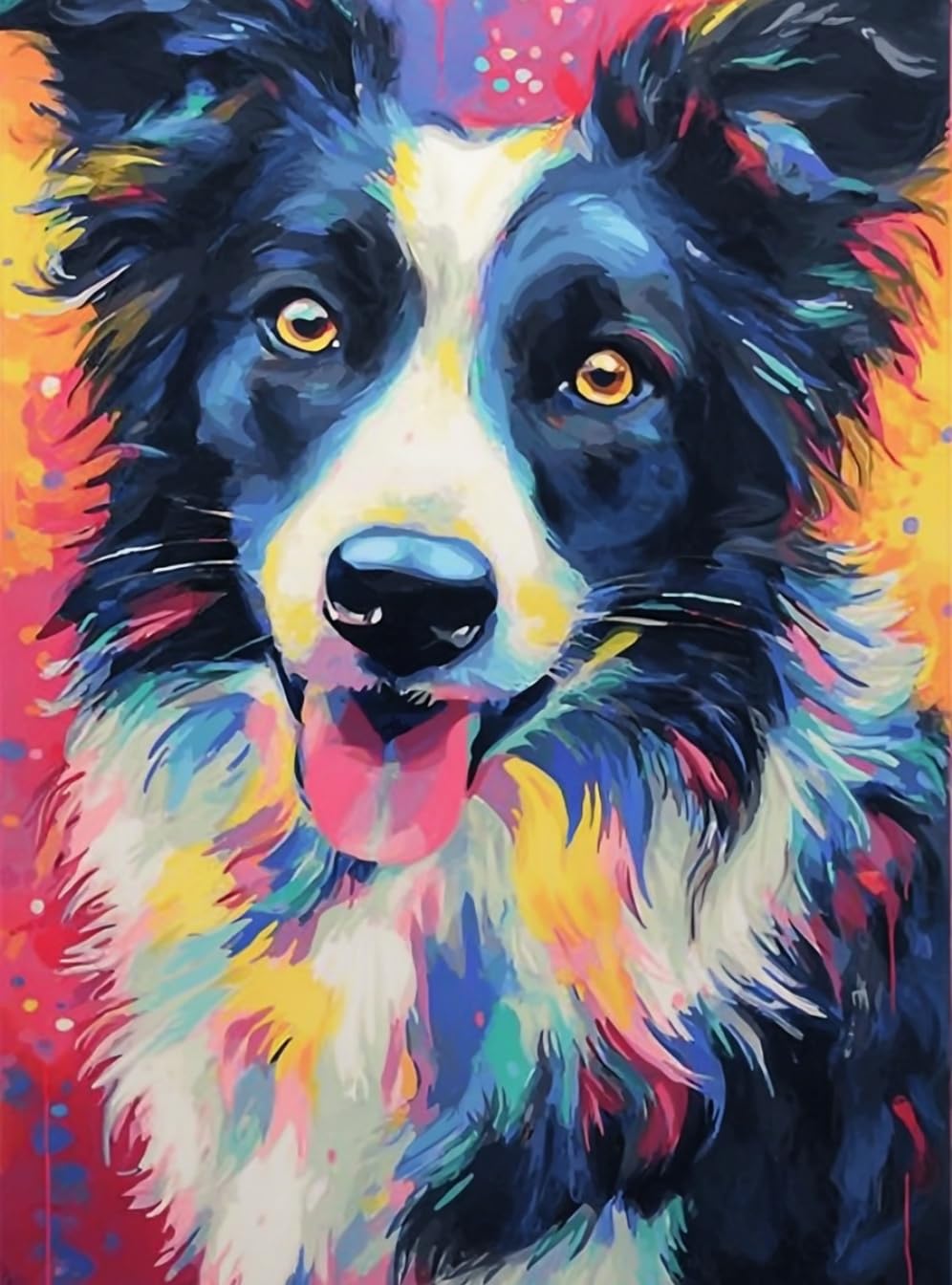 WANGWANGMIAO Paint by Number for Adults,Border Collie Painting by Numbers DIY Canvas Crafts Kits for Relax and De-Stress Home Decoration Gift 16x20inch，with Frame