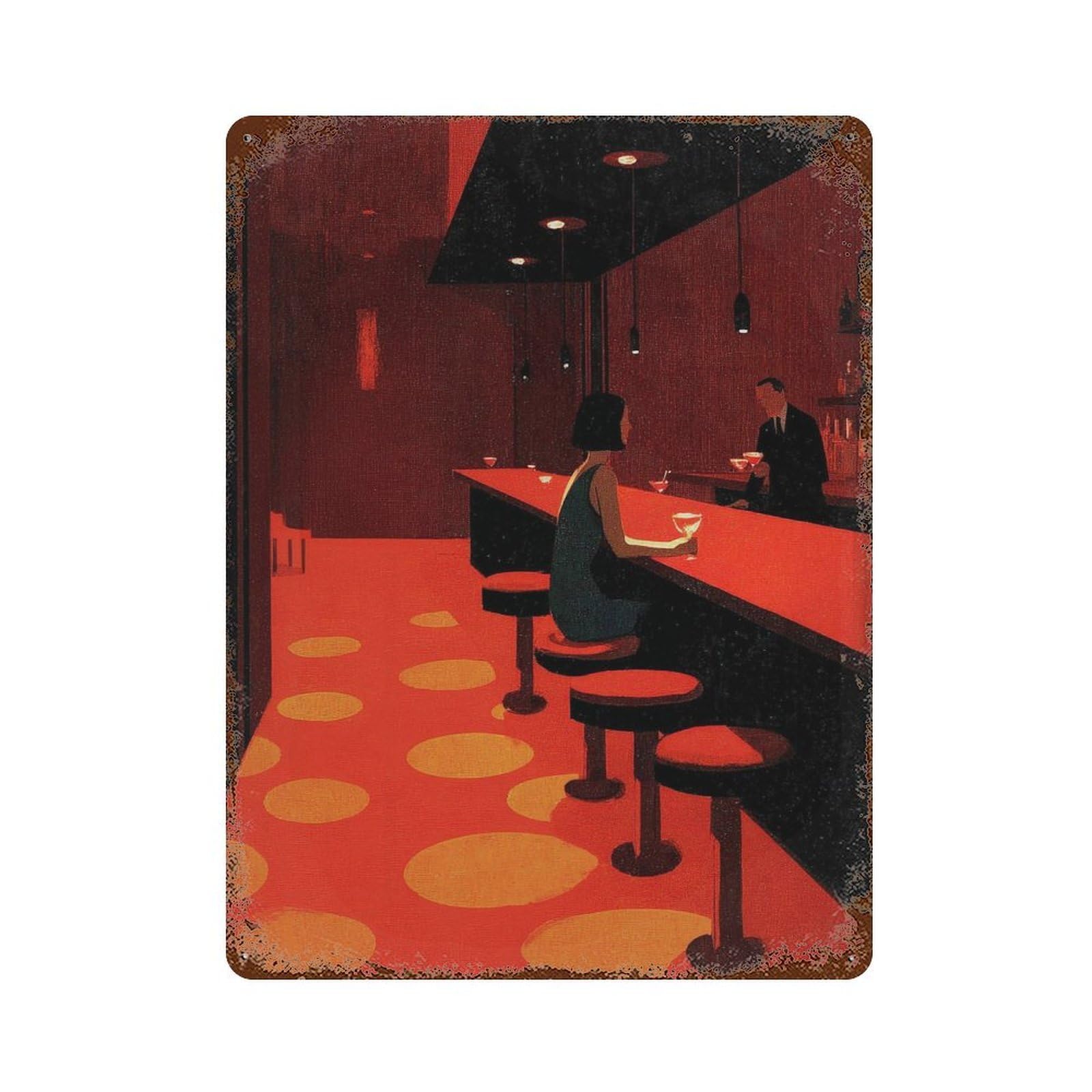 xiaoxiaoshen Night Bar Scene. Noir Moody Wall Decor Art Metal Tin Poster Modern Home Decor Art Home Bar Shop Decorations Vintage Sign 40x30cm