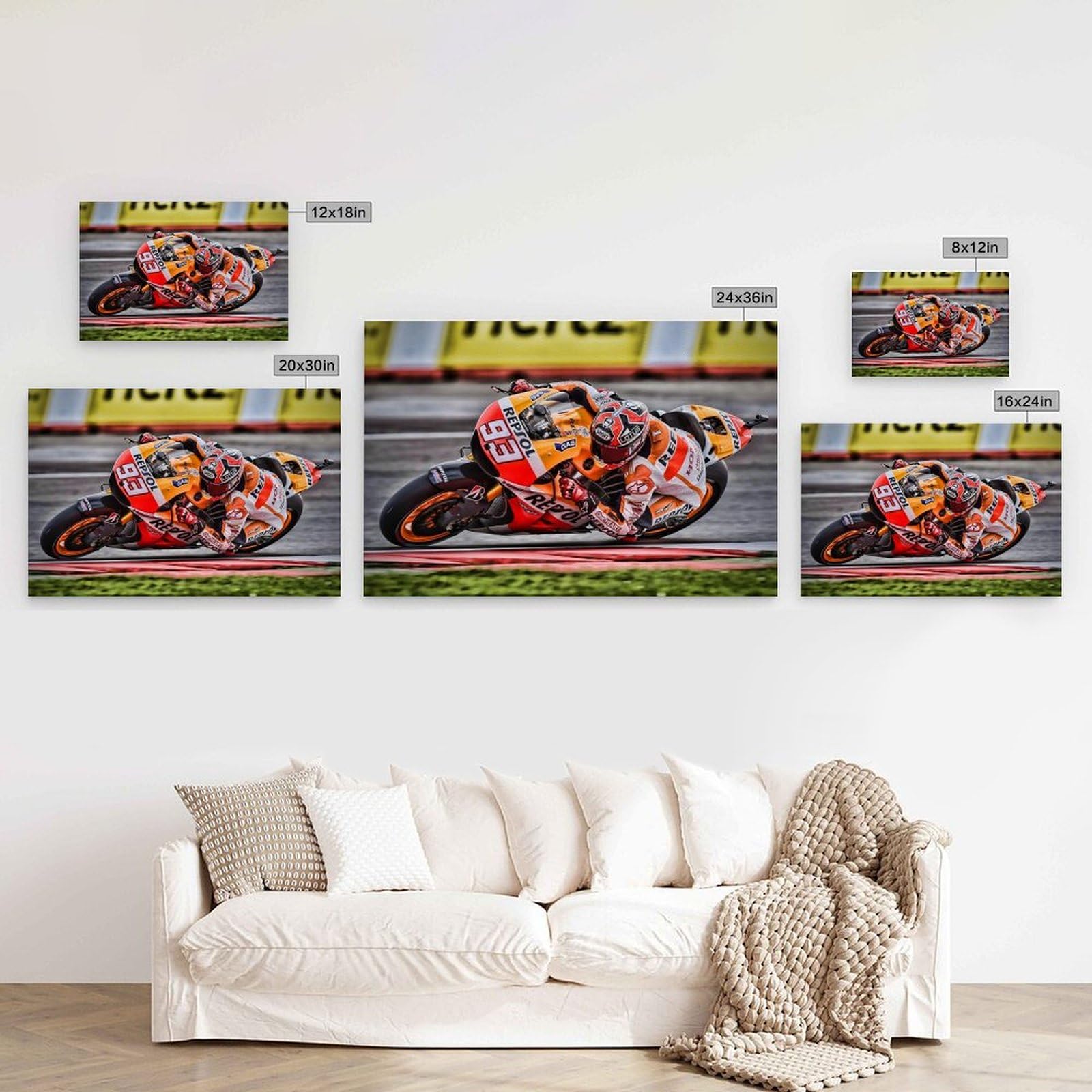 Toile Déco Marc Márquez MotoGP - Impression 60x90 Cm, Idéale Pour Chambre, Bureau - Cadeau Fan De Sport Moto - 8