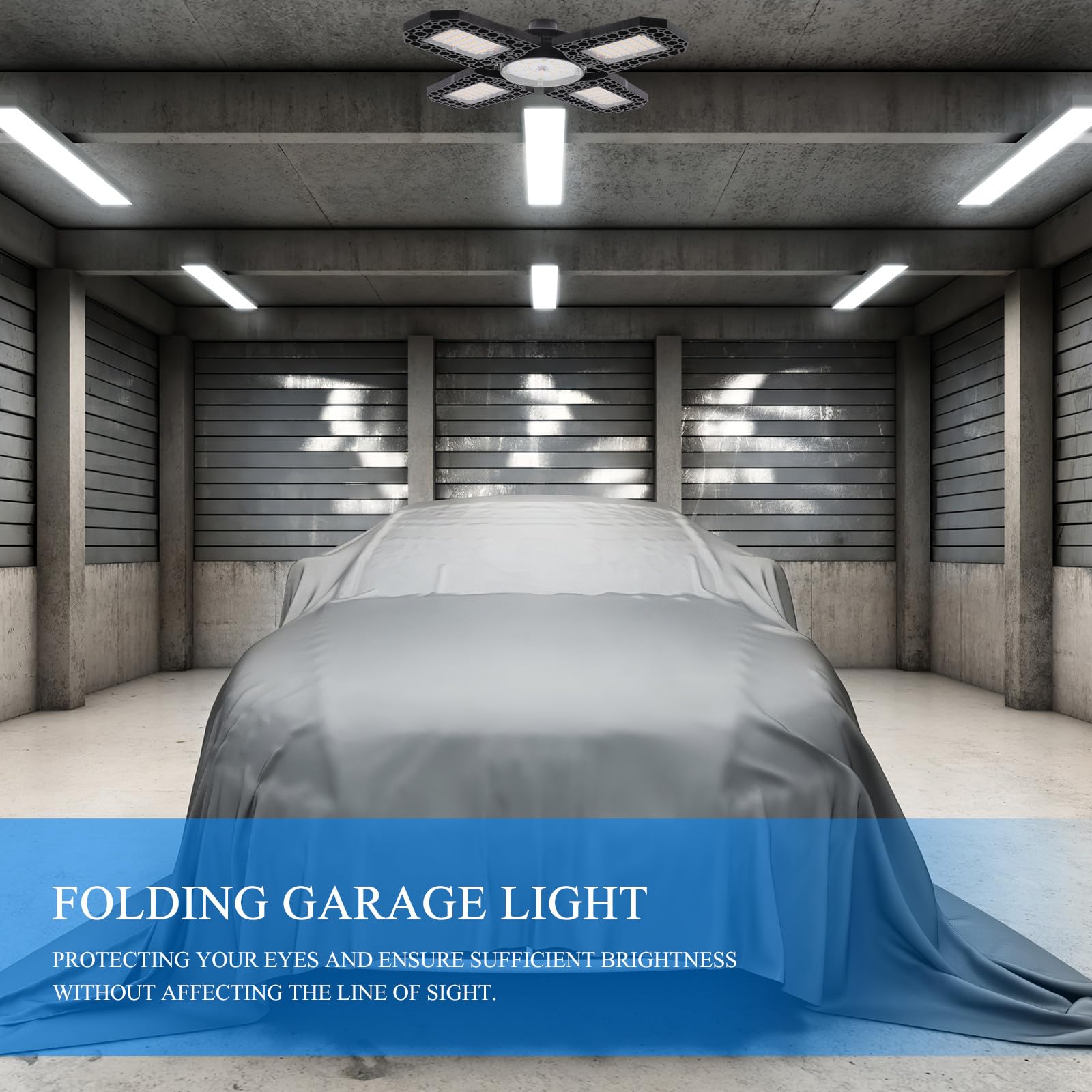 100w Folding LED Garage Light Deformable Ceiling Warehouse Lamp Warm Warmth Commercial Bay Lighting Fixture for Workshop and — view 4