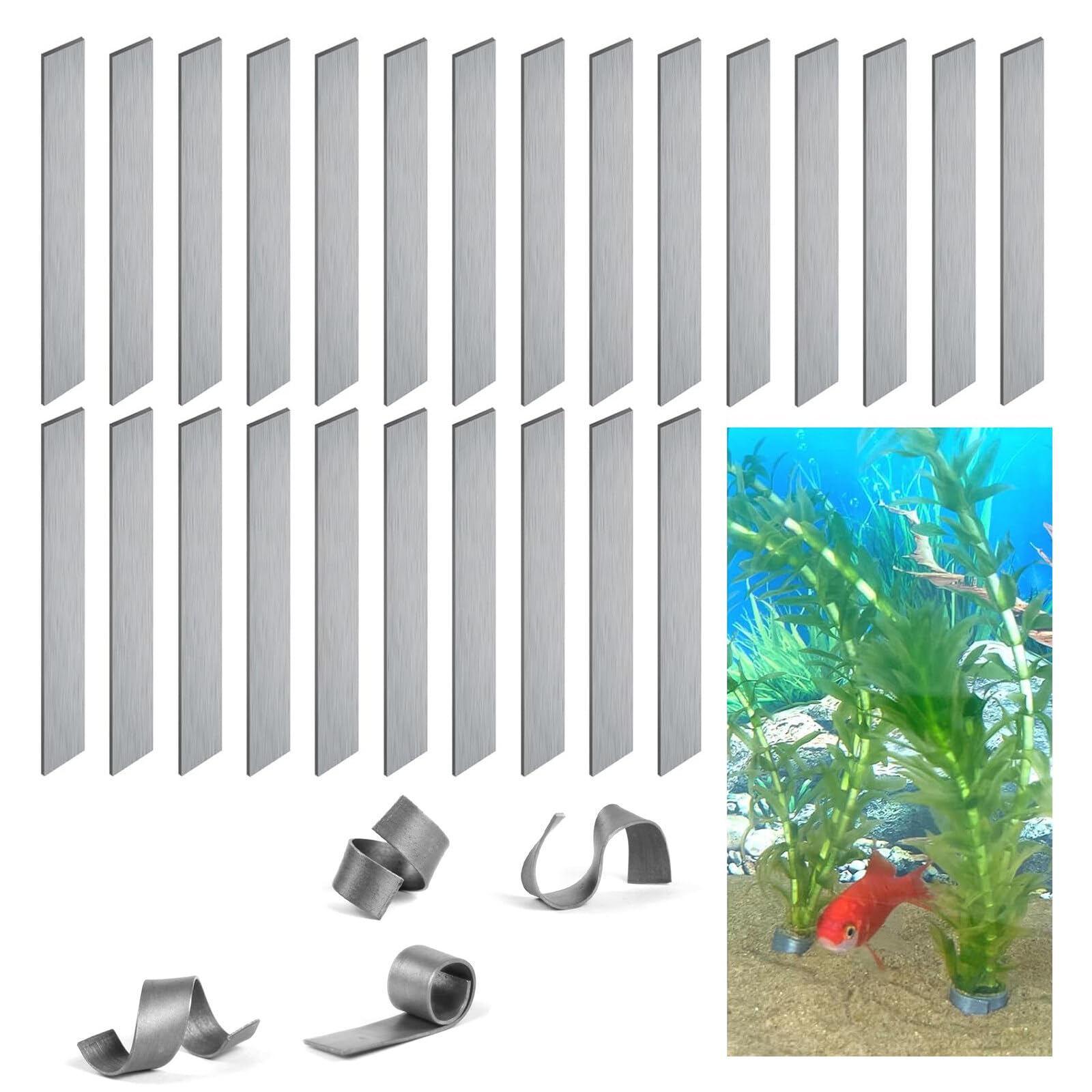 XiangSKY 25Pcs Aquarium Floating Plant Rings Bendable Plant Anchors Over Weight Anchor Metal Aquatic Plant Weights Reinforced Weights for Live Plants Prevents Floating
