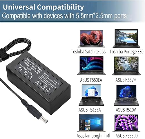 Miniatura 5 de Cargador portátil de 65 W 19 V 3.42 A para Toshiba Satellite C55 C55D C55T C655 C655D C675 C855 C855D L55 L655 L675 L745 L755 L775D L855 P75 P845 5T