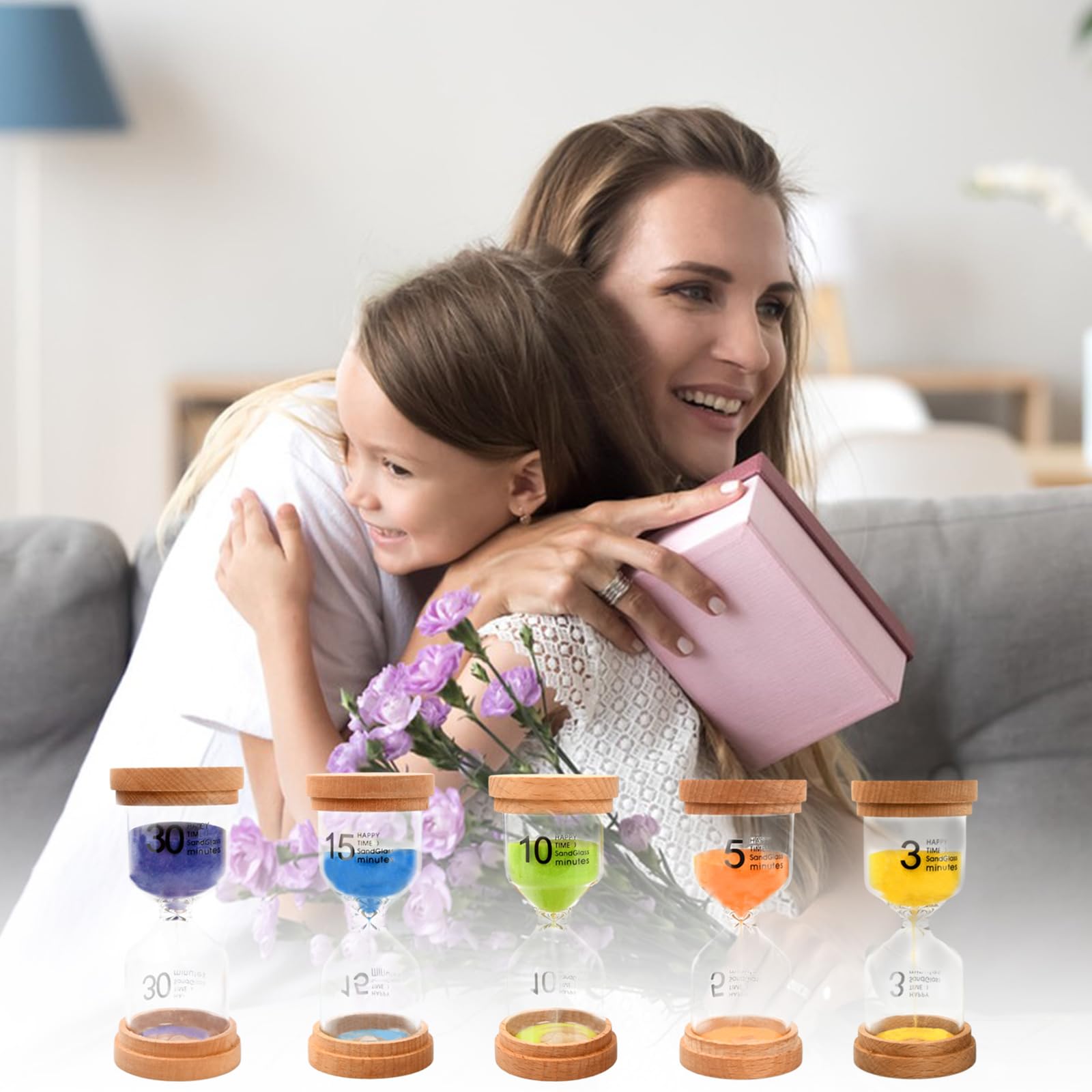 Set 5 Clessidre Bambini - Timer 3/5/10/20/30 Minuti, Colorate, Per Gestione Tempo - Foto 8