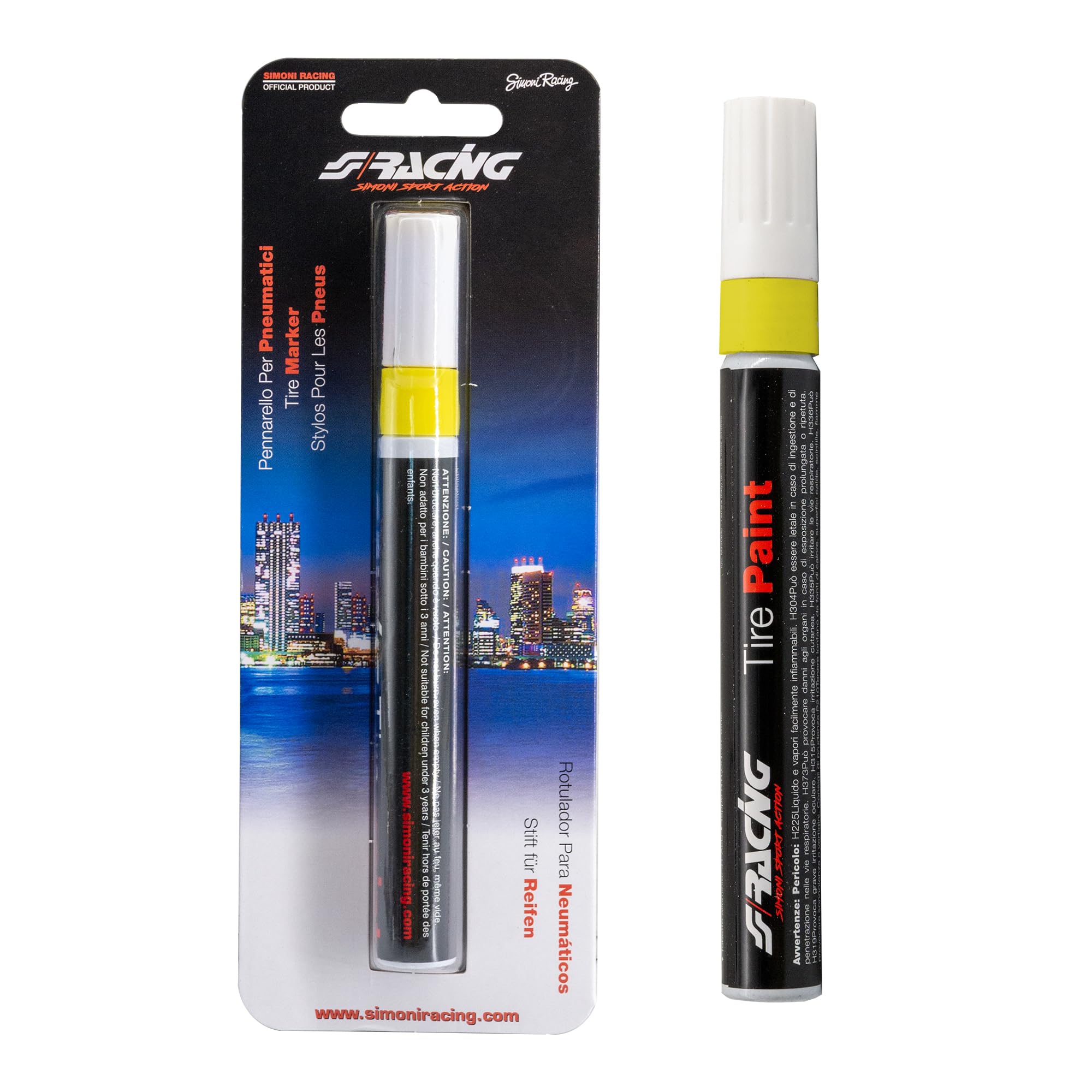 Simoni Racing TP/1Y Marker with permanent paint to tires, yellow