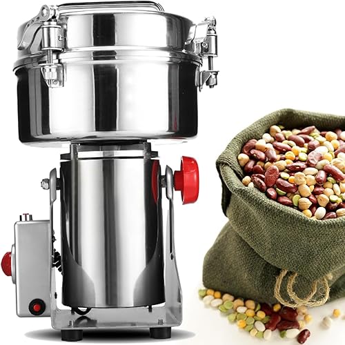Electric Grain Mill Grinder Corn Grinder,Stainless Steel Spice Grain Mill for Dry Spice HerbsNutCoffeeRice - Overload Protection 5min Timer