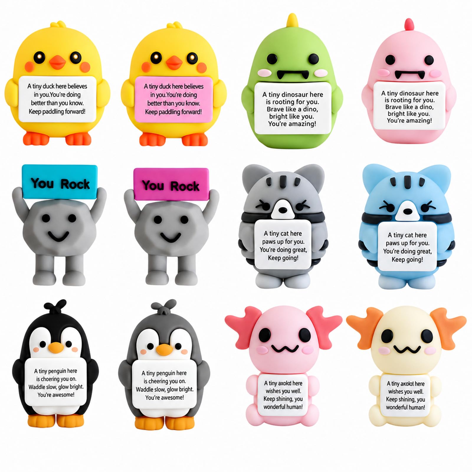 12Pcs Mini Fidget Toys, Emotional Support Gift, Affirmation Figurines