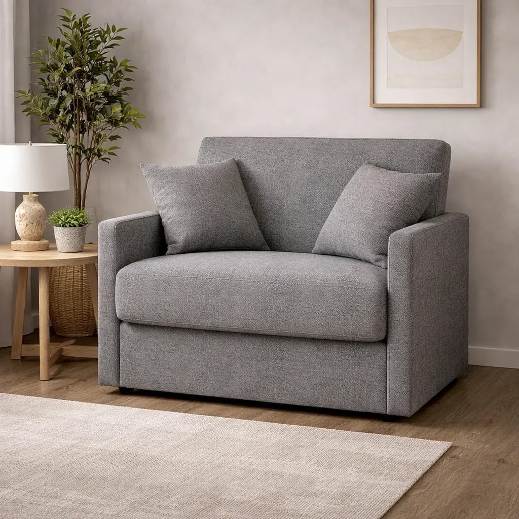 Generico Poltrona Letto Salvaspazio con Materasso 18 cm – Vari Colori e Tessuti (Grigio)