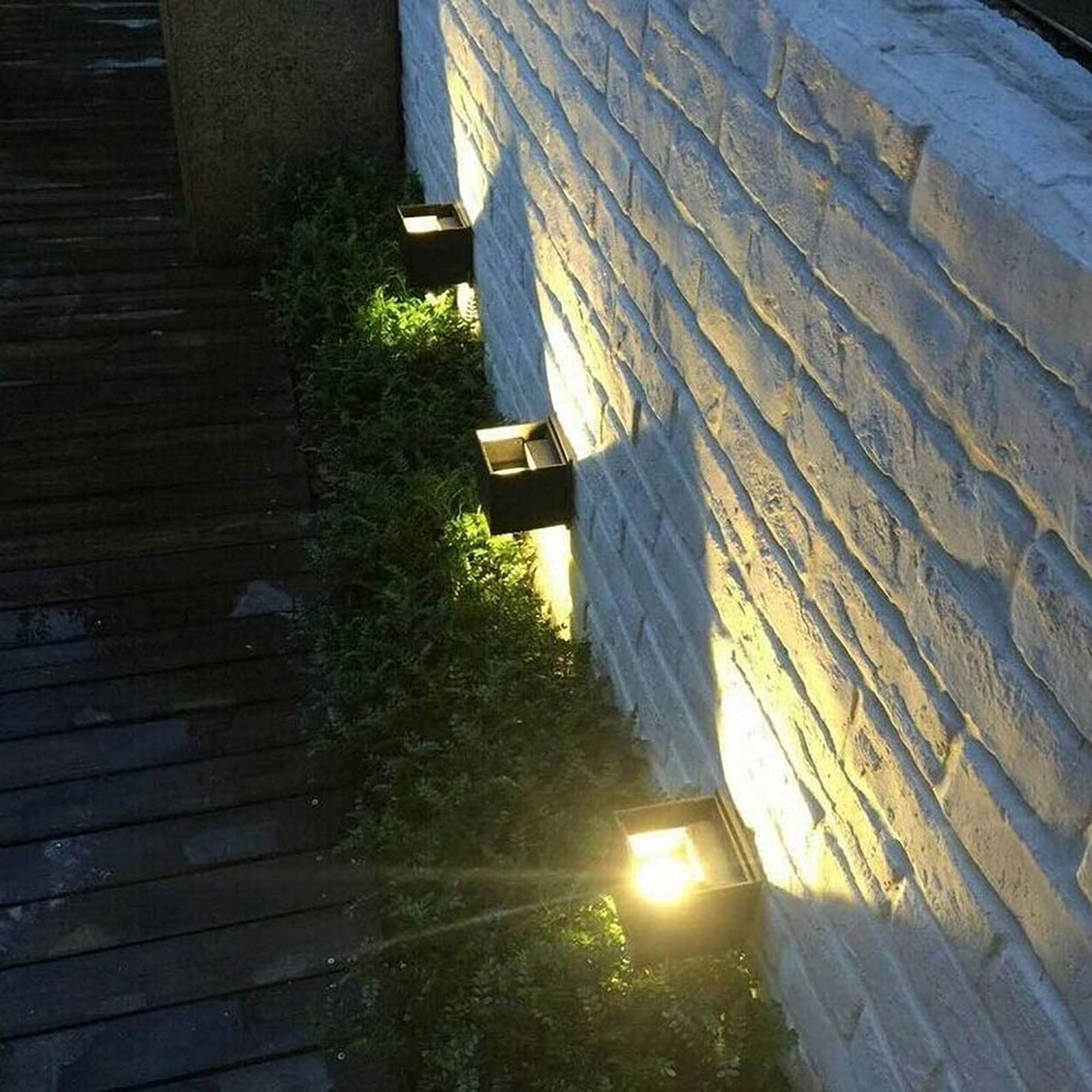 FUPE 2 Piezas LED 15W Aplique de Pared Exterior Interior Luz Ajustable de 3 Colores IP65 Impermeable Lámparas de Pared Apliques de exterior cuadrada de aluminio Ángulo de luz ajustable 11CM Antracita — view 62