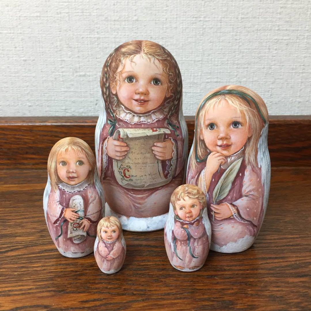 ロシア雑貨☆天使マトリョーシカ 『巻物と羽ペン』(5P)リダ工房 ロシア雑貨☆天使マトリョーシカ 巻物と羽ペン(5P)リダ工房 【公式通販】