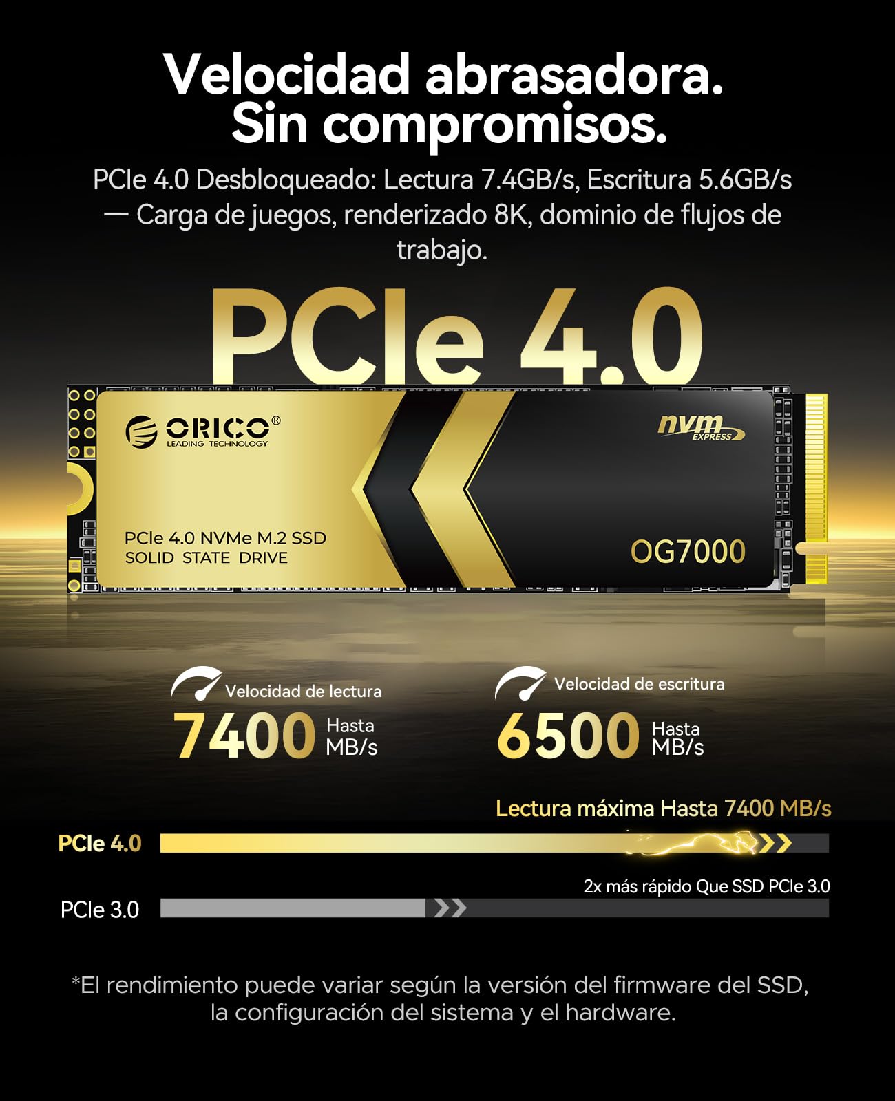 ORICO OG7000 4TB NVMe SSD, PCIe Gen4 M.2 SSD, hasta 7400MB/s