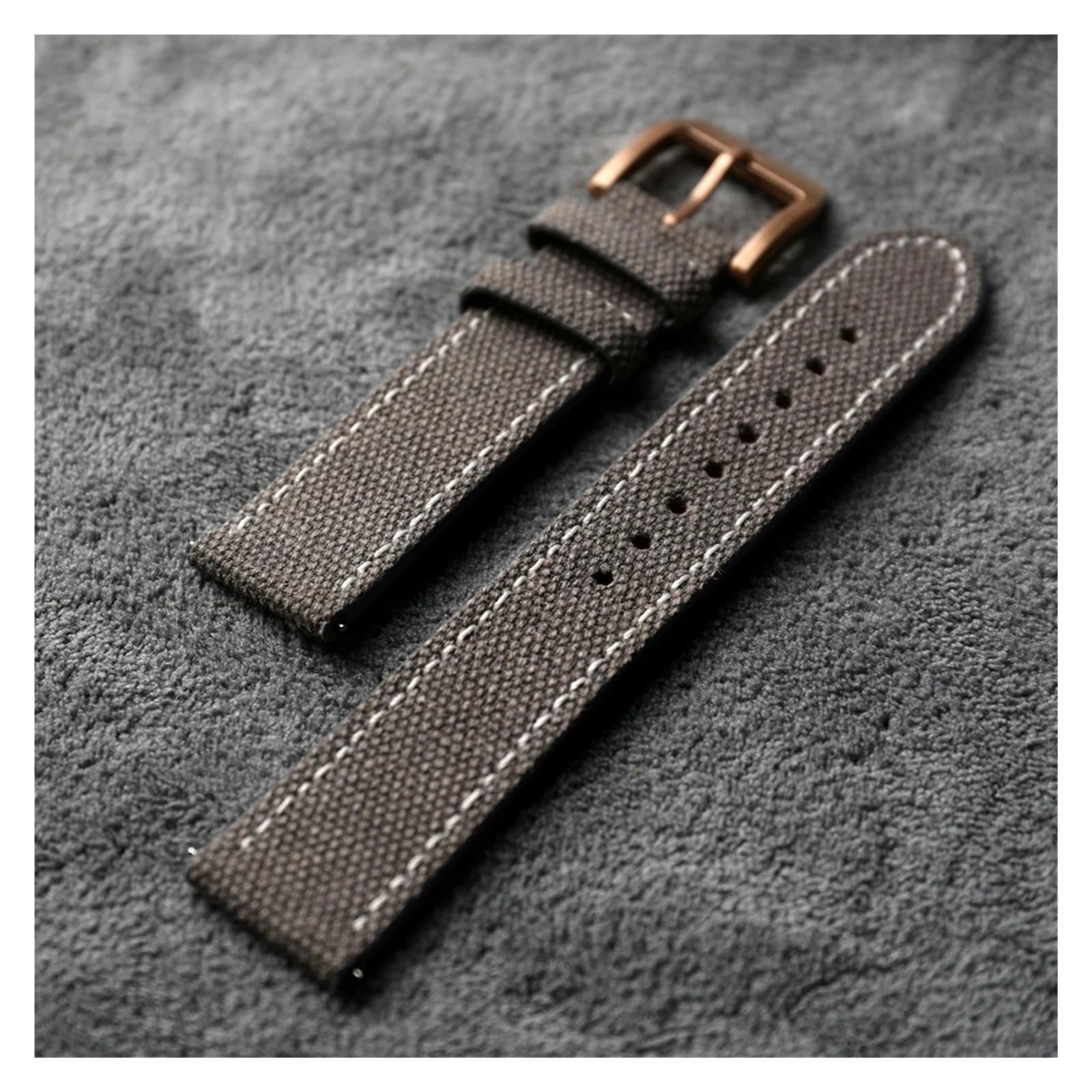 Uhrenarmband aus regeneriertem Leder auf Leinwand 20 mm 21 mm 22 mm Schnalle aus reinem Kupfer Weiches Armband Schwarz Grün Grau für traditionelle Uhr