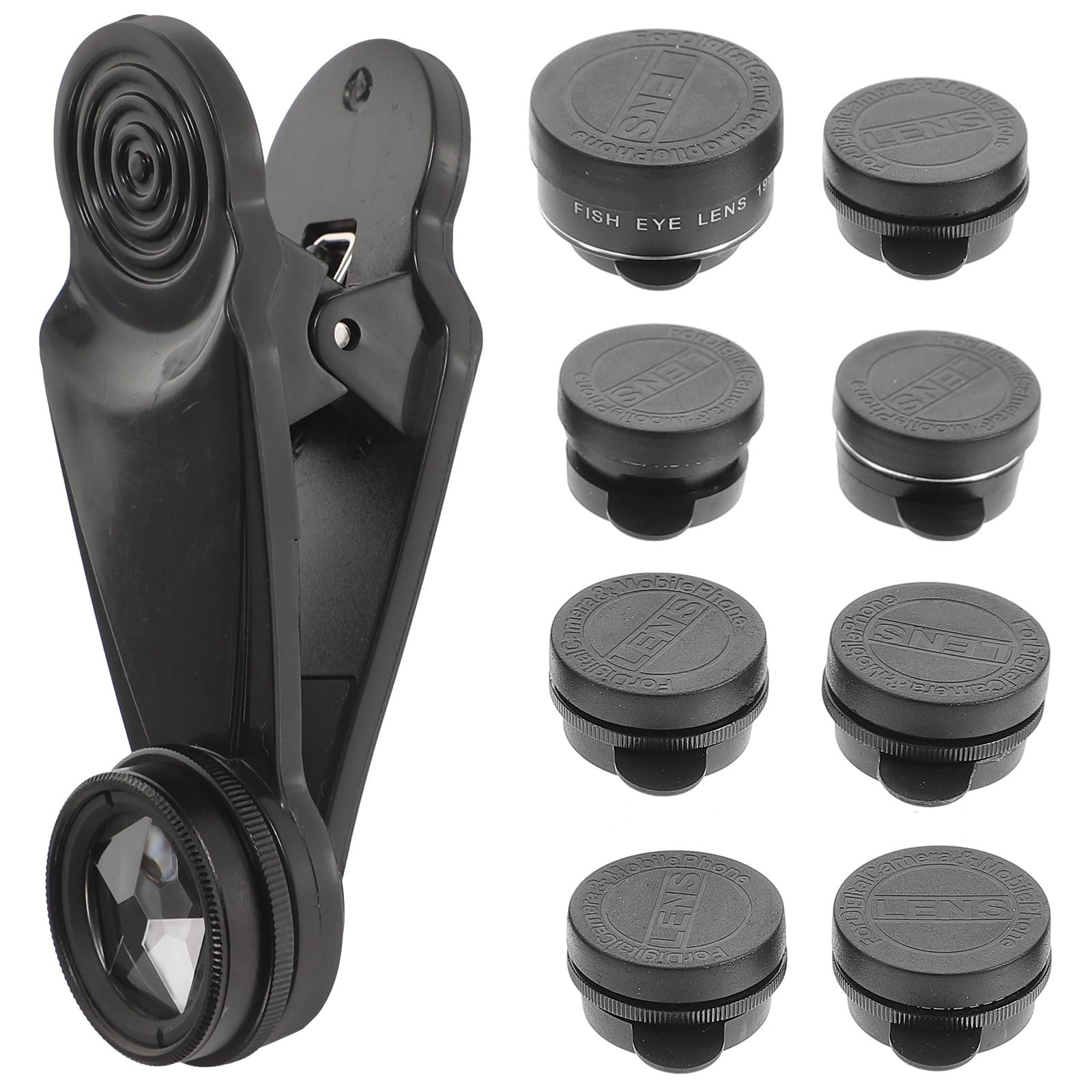 10-in-1 Mobile Phone Camera Lens Kit with HD Telephoto, Wide-angle, Macro Fisheye Lenses, Universal Clip-on for Smartphone Photography in Black