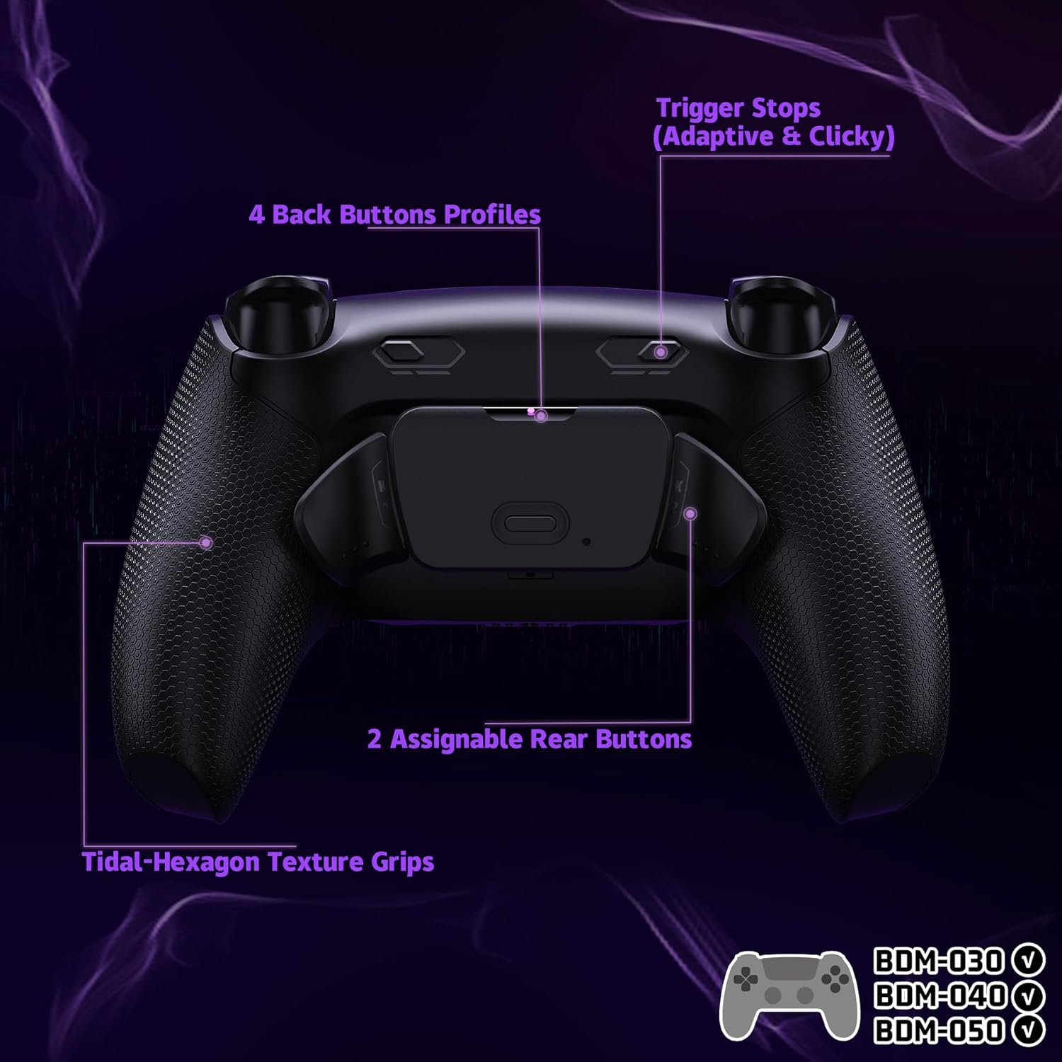 eXtremeRate RISE Plus MAX Back Paddles Kit with Clicky Trigger Stops & Rubberized Grip for PS5 Controller BDM-030 040 050, Remappable Back Buttons Kit for PS5 Controller - Black - NO Controller - Image 5