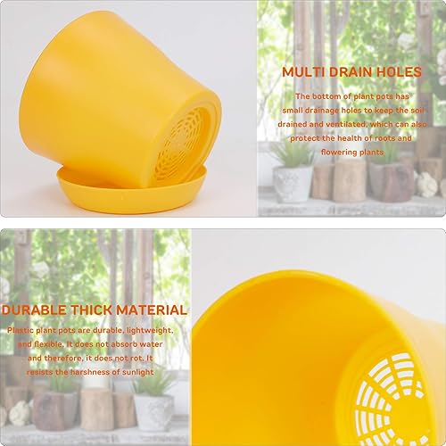 Vista 11 de JERIA - Paquete de 16 macetas de plástico de 4 pulgadas, para plantas de plántulas gruesas, macetas para plantas de flores, macetas con bandeja