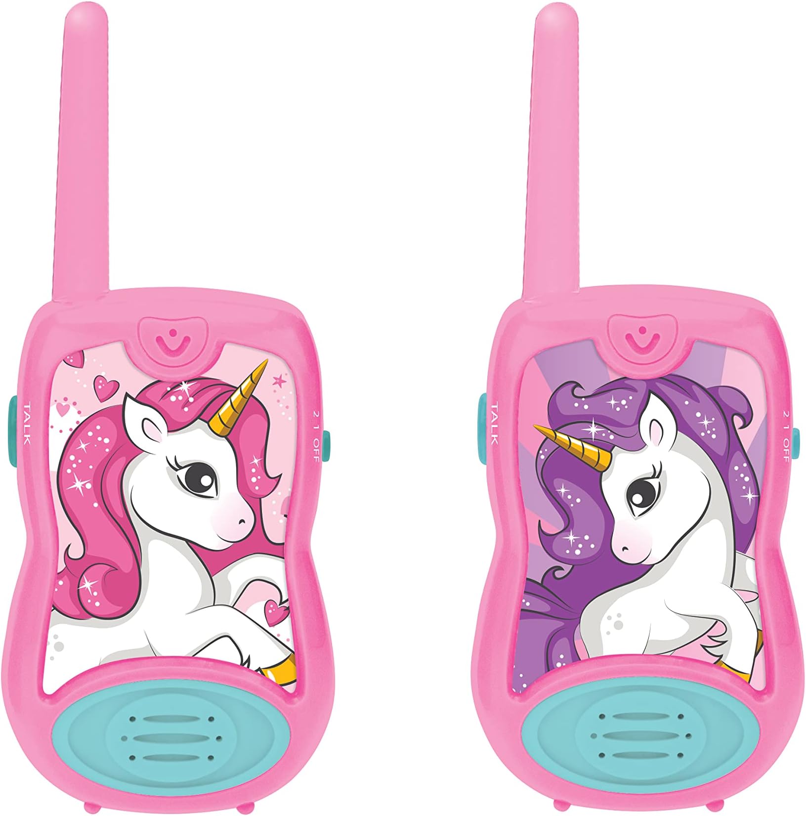 LEXIBOOK, Unicorn, Walkie-Talkies 200m, Communication Game for Children, 2 Communication Channels, Belt Clip, Battery Operated, Pink, TW12UNI