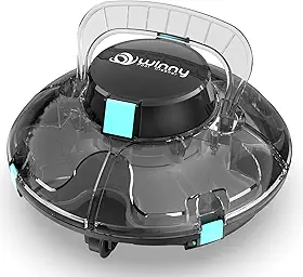 WINNY POOL CLEANER Robô Aspirador De Piscina Sem Fio, Com Autonomia De 60 Minutos, Para Piscinas Acima Do Solo De Até 50 M², Portátil, Com Estacionamento Automático, Preto Transparente.