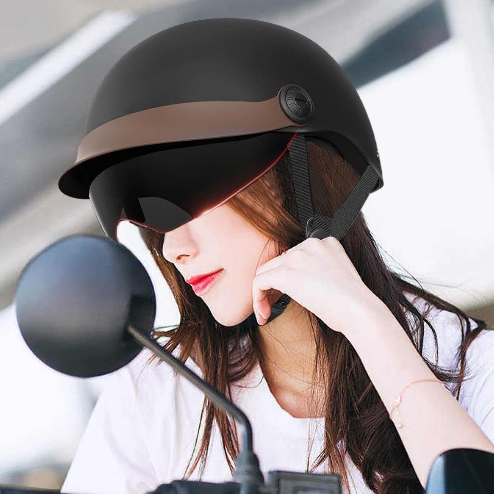 Rollerhelm für Motorroller, Scooter, Moped und Mofa - Komfortabler Jethelm mit Visier für Herren und Damen