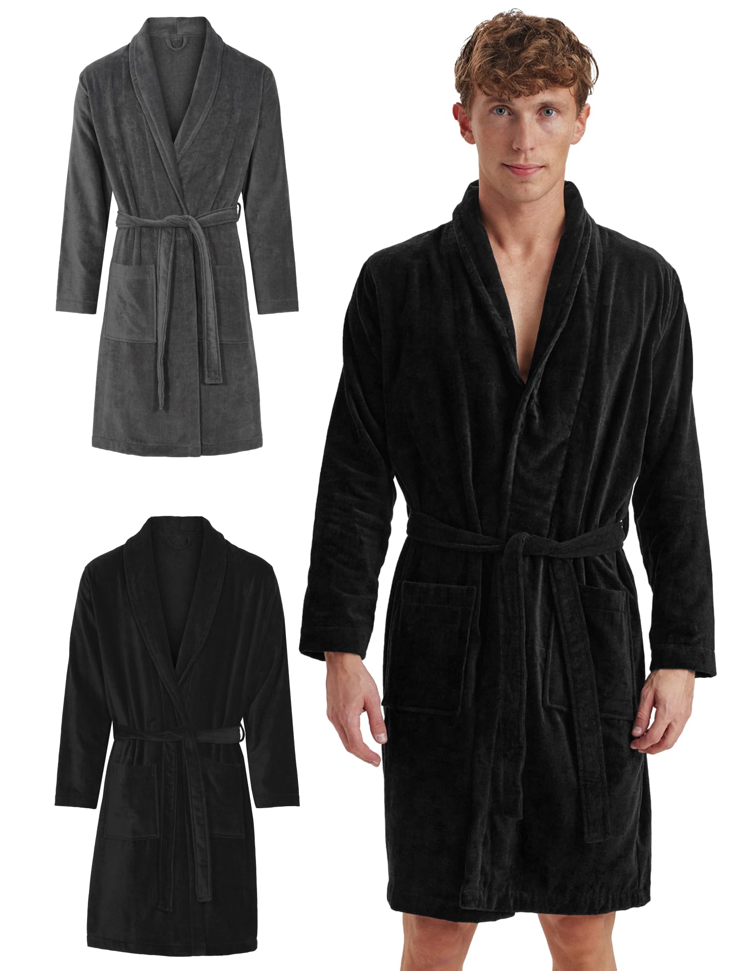 Claudio Bademantel Herren Frotté – 100% Bio–Baumwolle – Oeko–Tex Zertifiziert – Weich & Saugstark – XXL – Schwarz