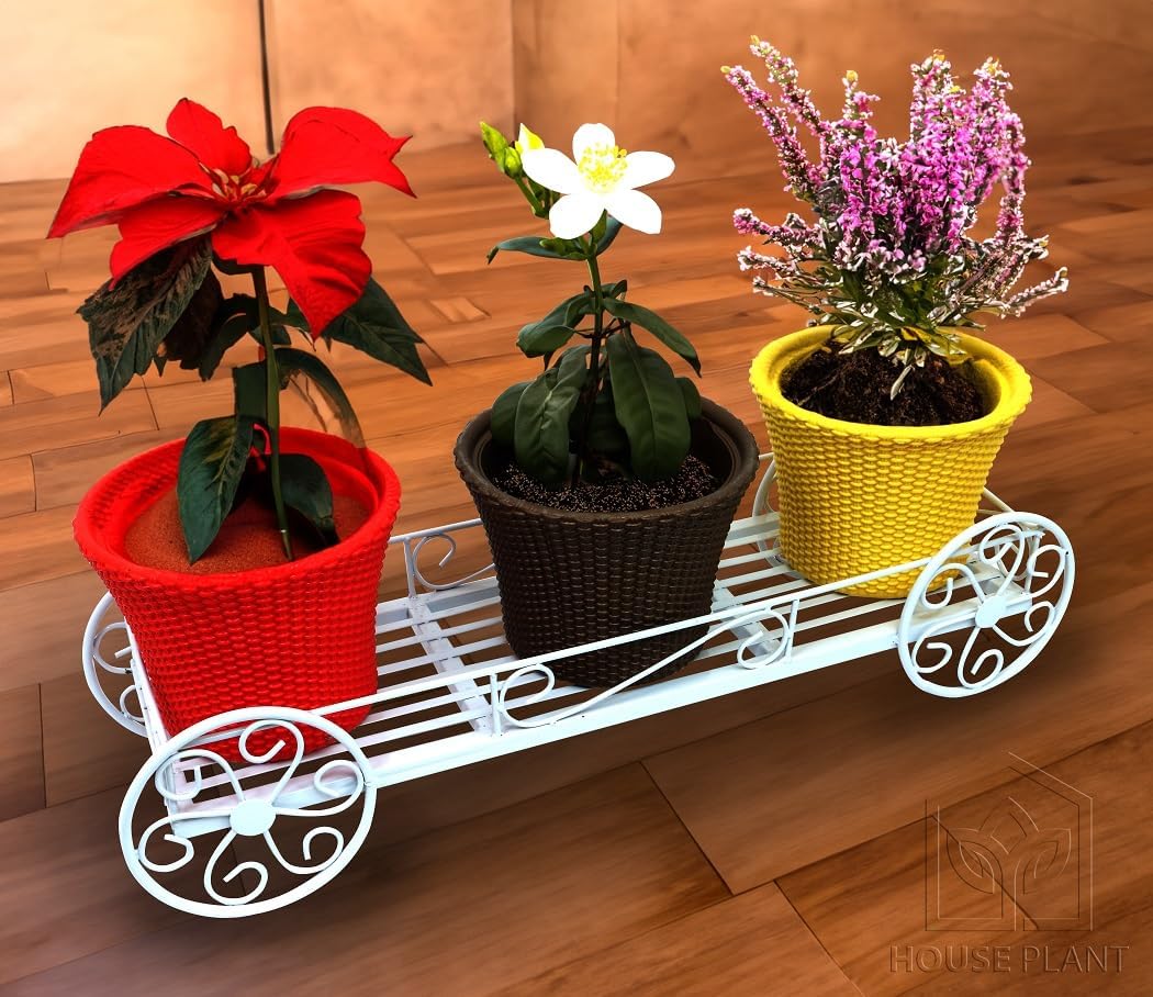 HOUSE PLANT Iron Metal Garden Cart Planter Stand Flower Pot Plant Holder Corner Display Rack Shelf Without Pots for Balcony, Home Indoor and Outdoor Decoration (B0CC3KHSGK) Amazon Price History, Amazon Price Tracker