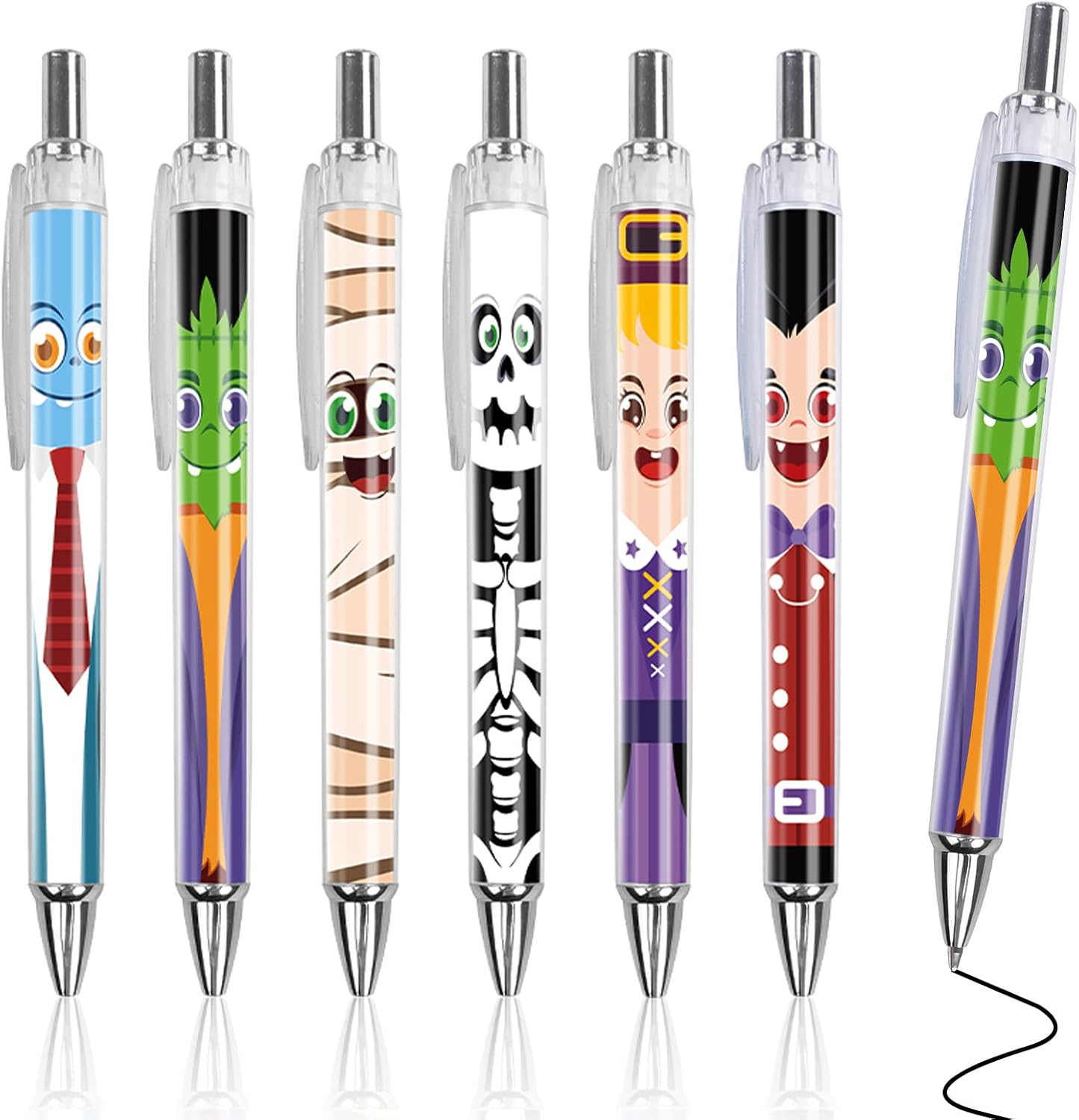 DIYASY 36 Pcs Halloween Pens Bulk, Halloween Ballpoint Pen for Adults Retractable Black Ink Gel Pens for Holiday Office Supplies Cute Gifts