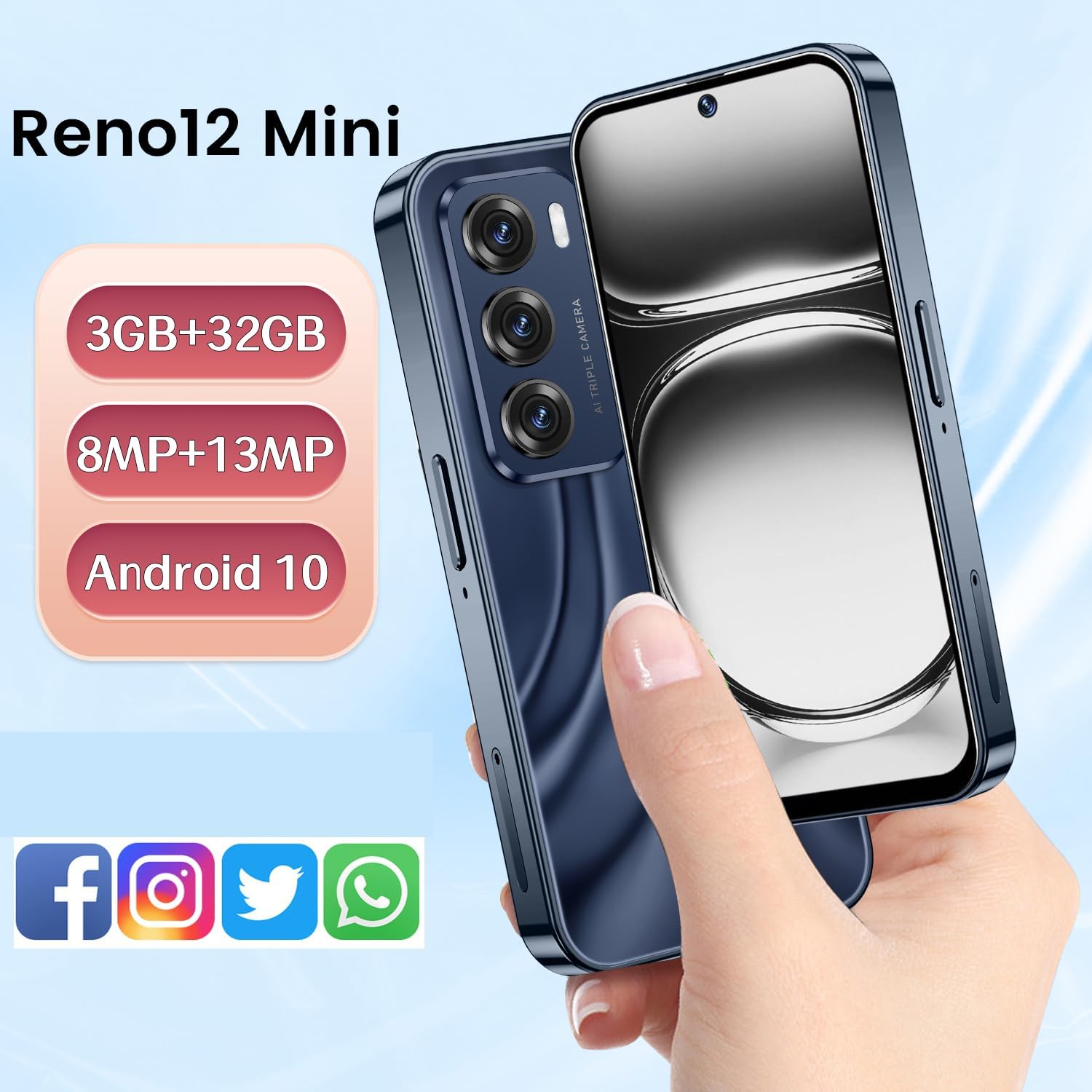 mini Smartphone for Kids with 4.0 inch Small HD Screen, 3GB RAM+32GB ROM,4G Dual SIM,Android 10.0,WiFi,Bluetooth,FM,GPS Pocket Phone (Reno12mini-Gold) image 6 of 6 B0FP2KWCM3