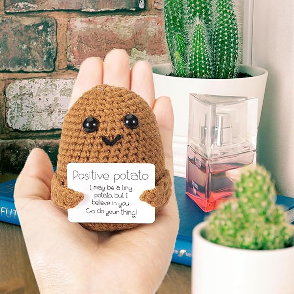 XBOCMY Pocket Hug Positive Kartoffel, Kreative Strickwolle Kartoffel Puppe, Mutmacher Geschenk, Geschenke für Frauen, Einschulung Geschenk - 4