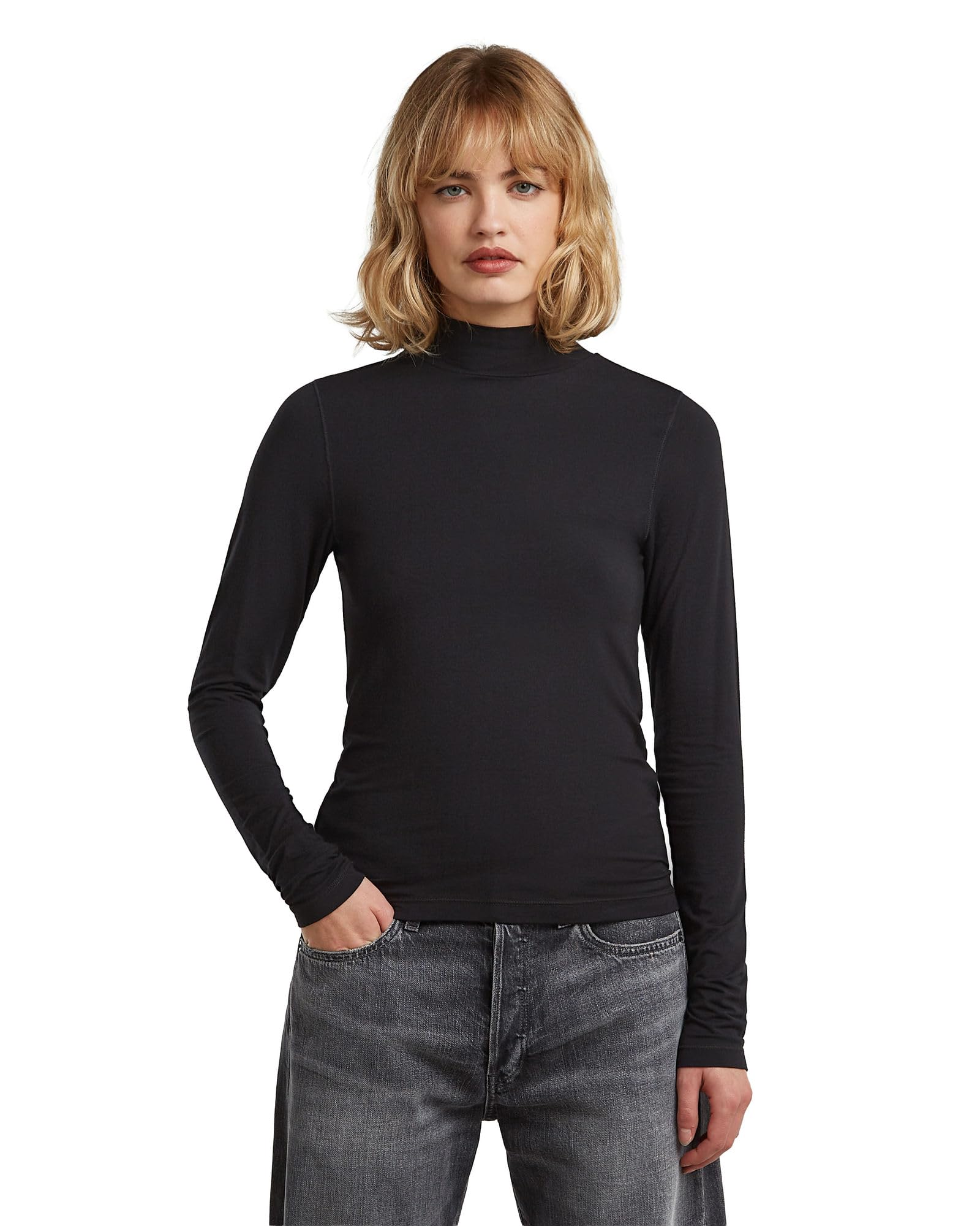 G-Star Damen Mock Slim T Ls Wmn T-Shirt (1er Pack)