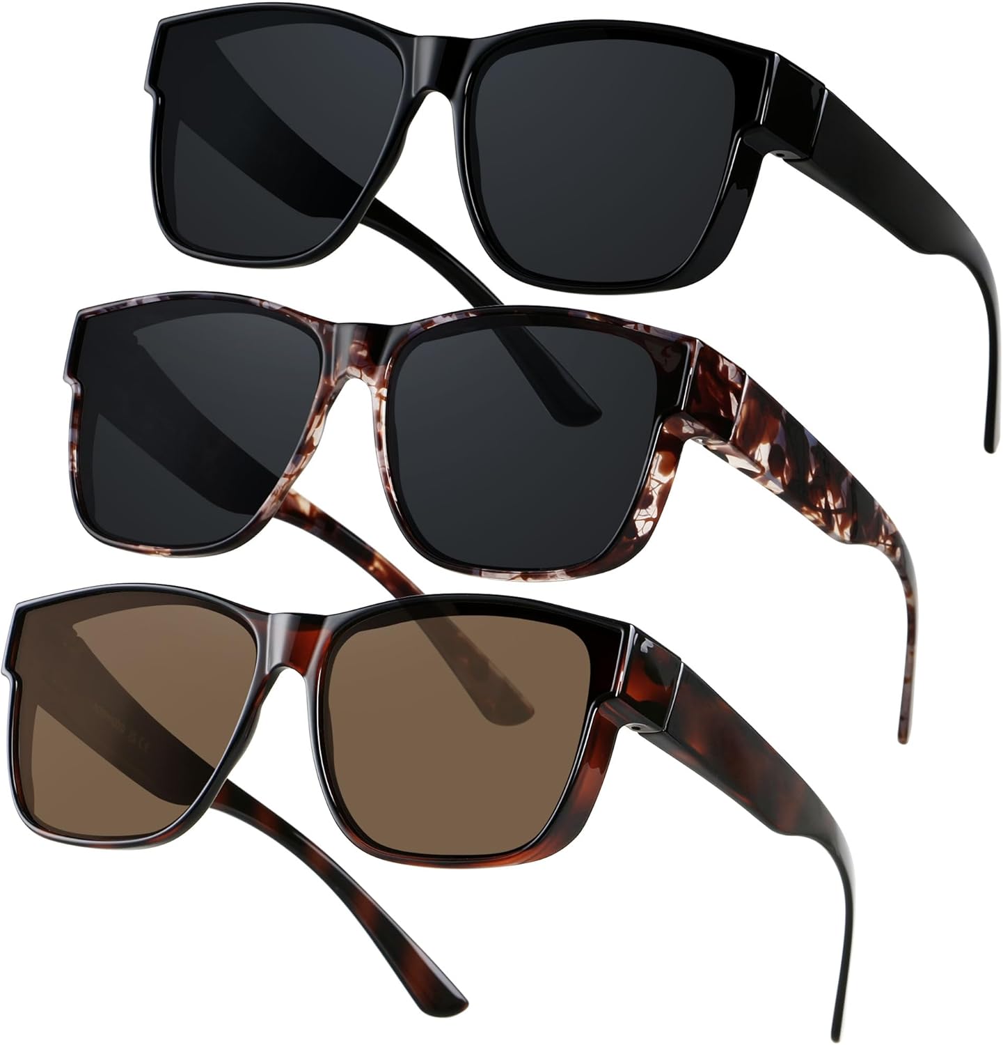 ANDWOOD Fit Over Glasses Polarized Sunglasses for Women Men Oversized Square Shades UV400 Protection