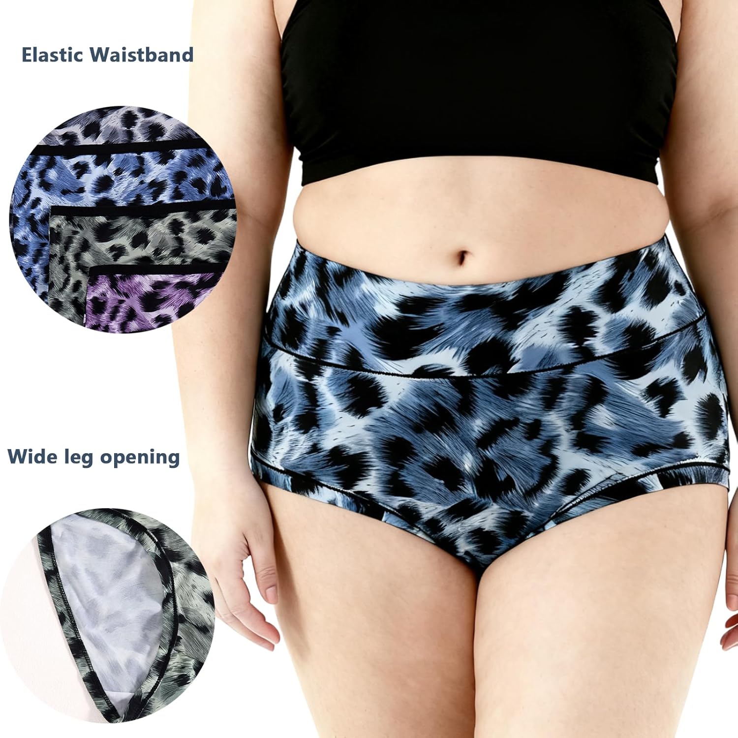 Women's Leopard Print Panties Plus Size Underwear Briefs XL-5XL 6 Pack Underwear for Women Undies - Image 3