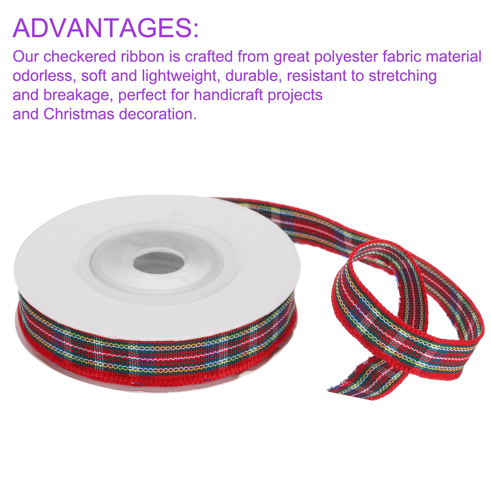 DMiotech 3/8 Inch 10 Yards Gingham Ribbon, Red Green And Blue, Polyester, Christmas, Wedding, Modern, Trendy - Image 4
